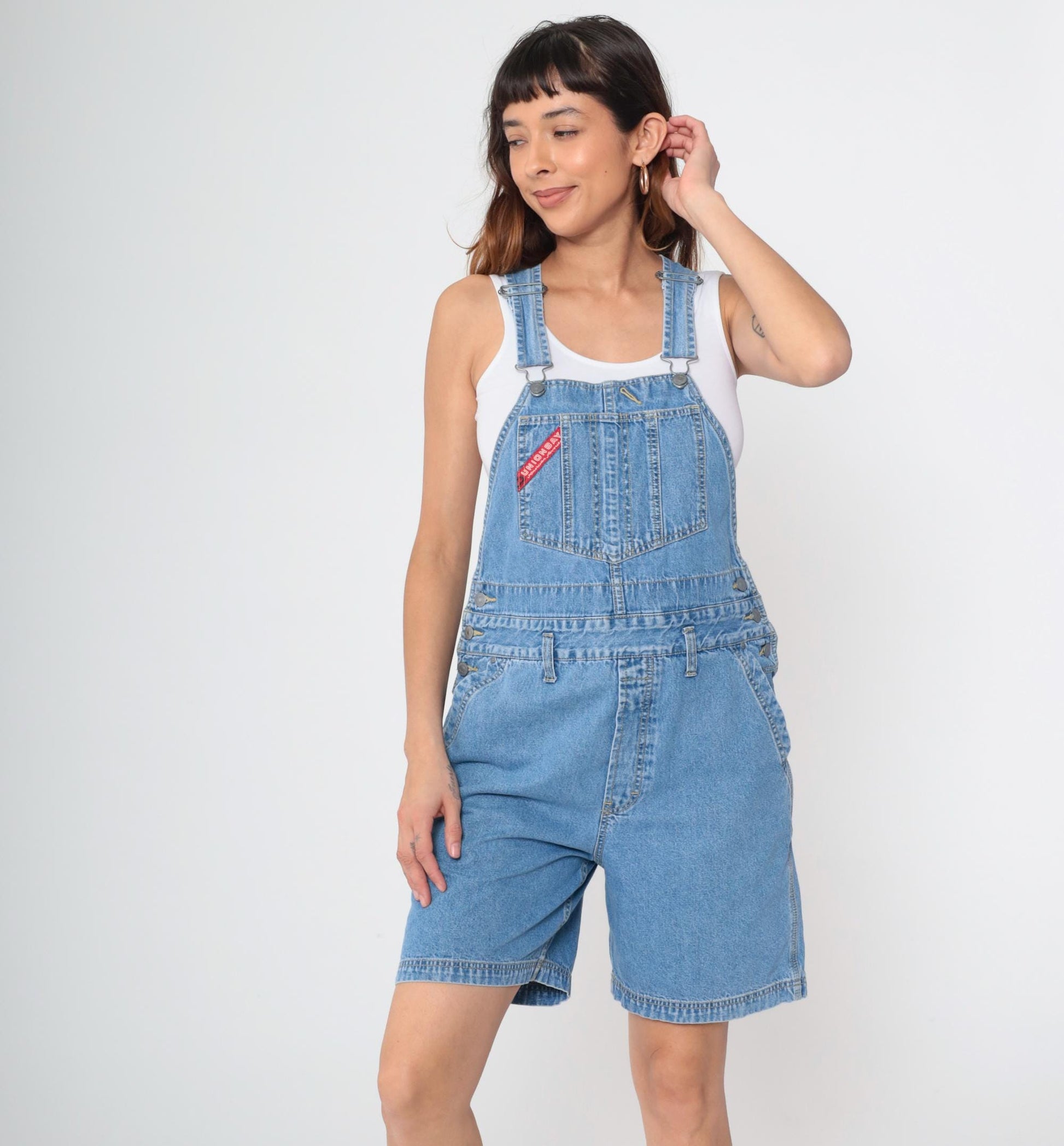 Y2K Union Bay Denim Shortalls Blue Bib Overalls Medium M