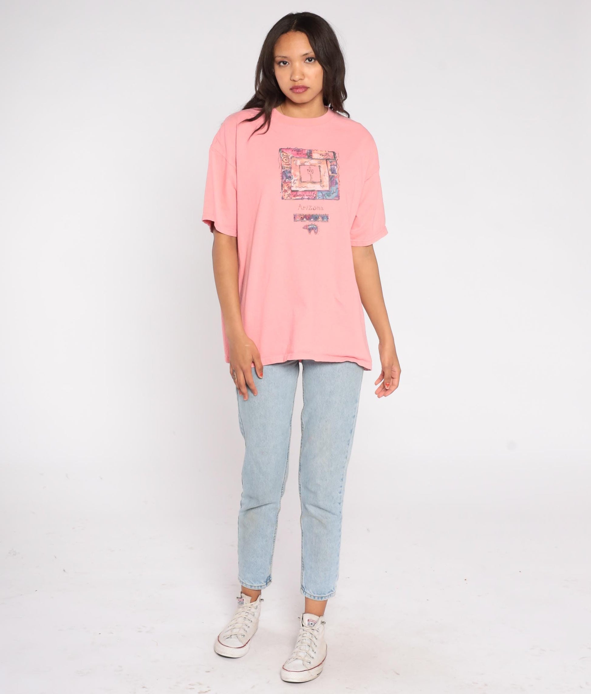 90s Arizona Desert Cactus T-Shirt Anvil Coral Pink Cotton Plus Size XXL
