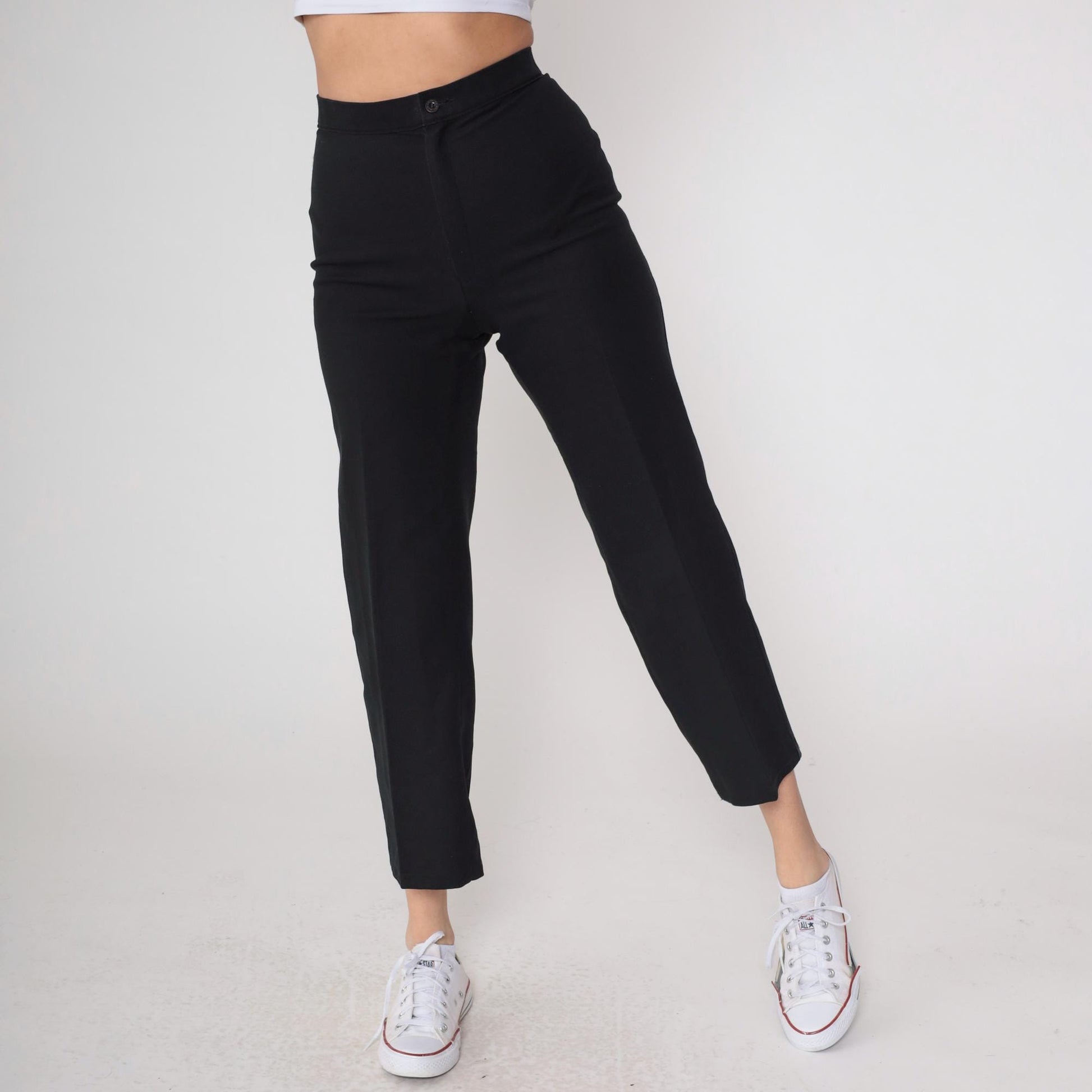 70s Levi's Bend Over Black High-Waist Straight-Leg Trousers Small
