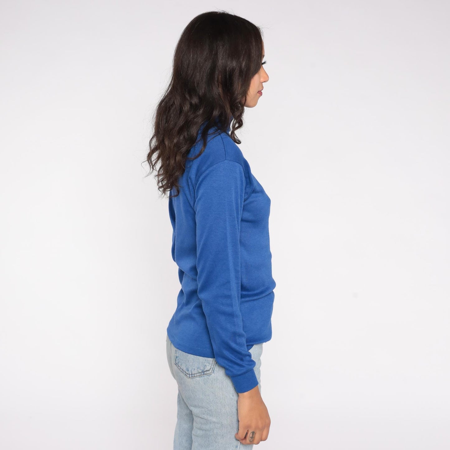 80s Favorites Brand Royal Blue Turtleneck Long Sleeve Cotton Blend Extra Large XL