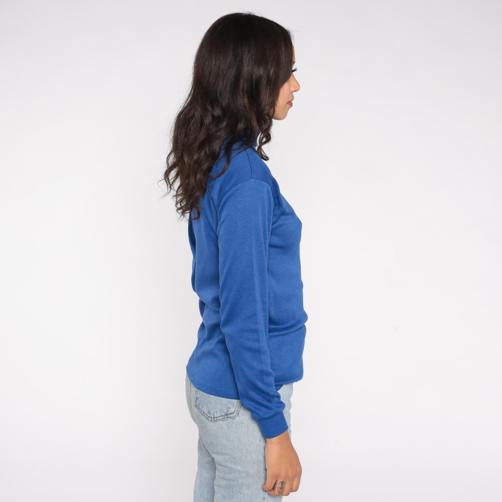 80s Favorites Brand Royal Blue Turtleneck Long Sleeve Cotton Blend Extra Large XL