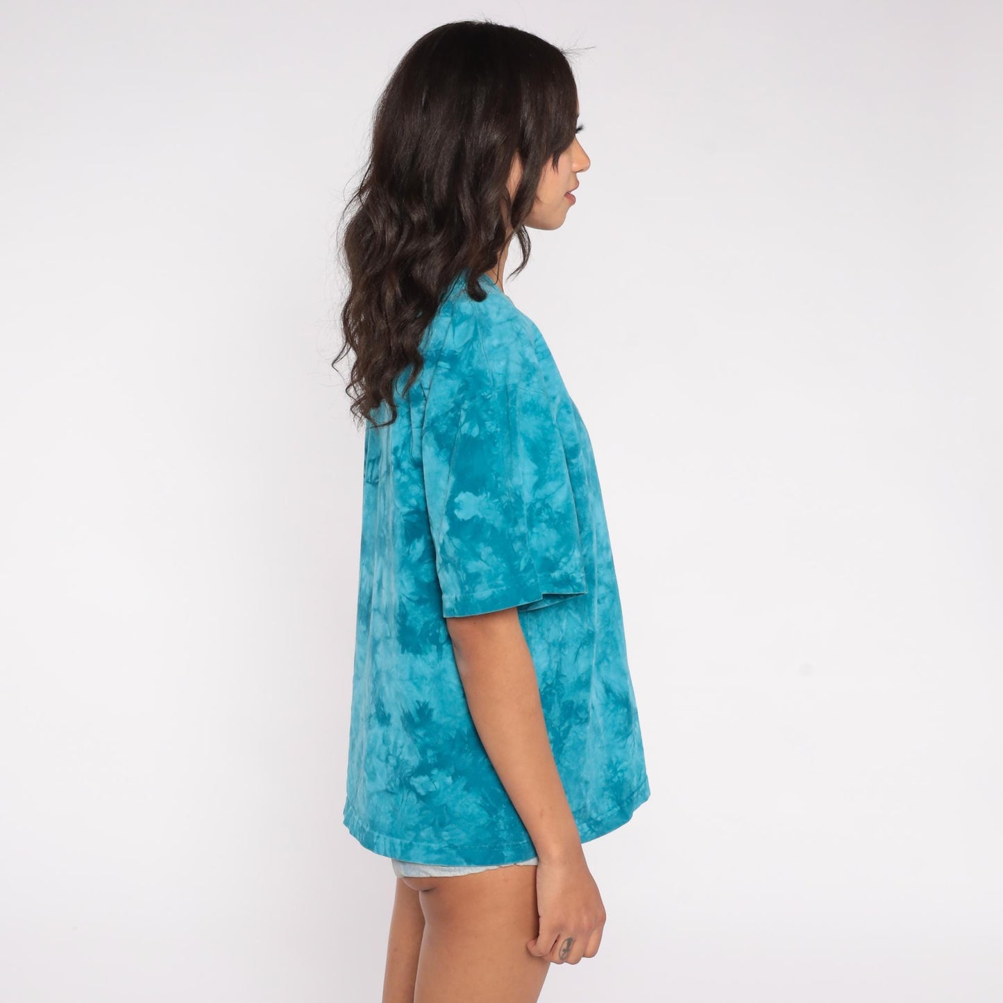 90s Cactus Bay Tie Dye Butterfly T-Shirt Teal Rhinestone Cotton Large L