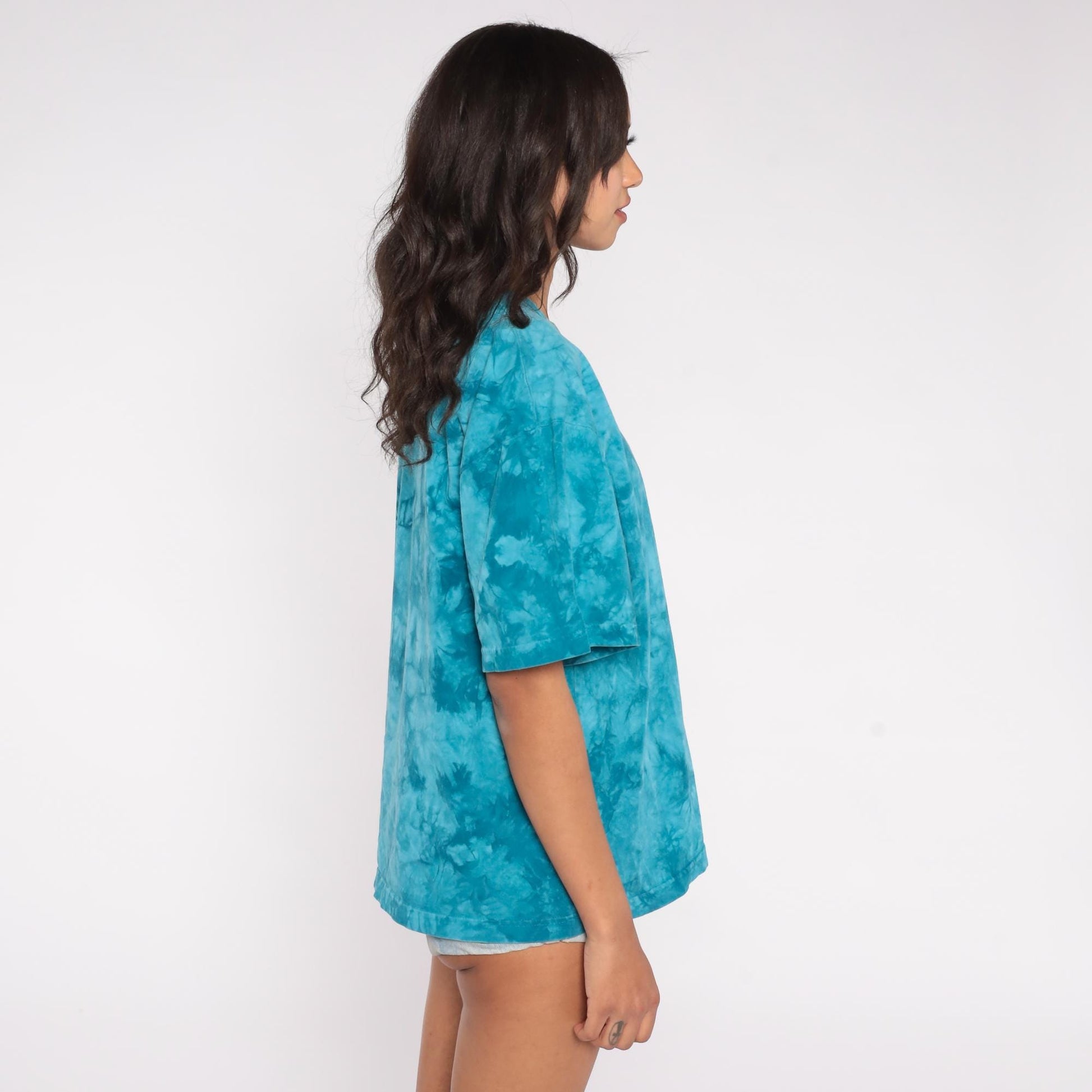 90s Cactus Bay Tie Dye Butterfly T-Shirt Teal Rhinestone Cotton Large L