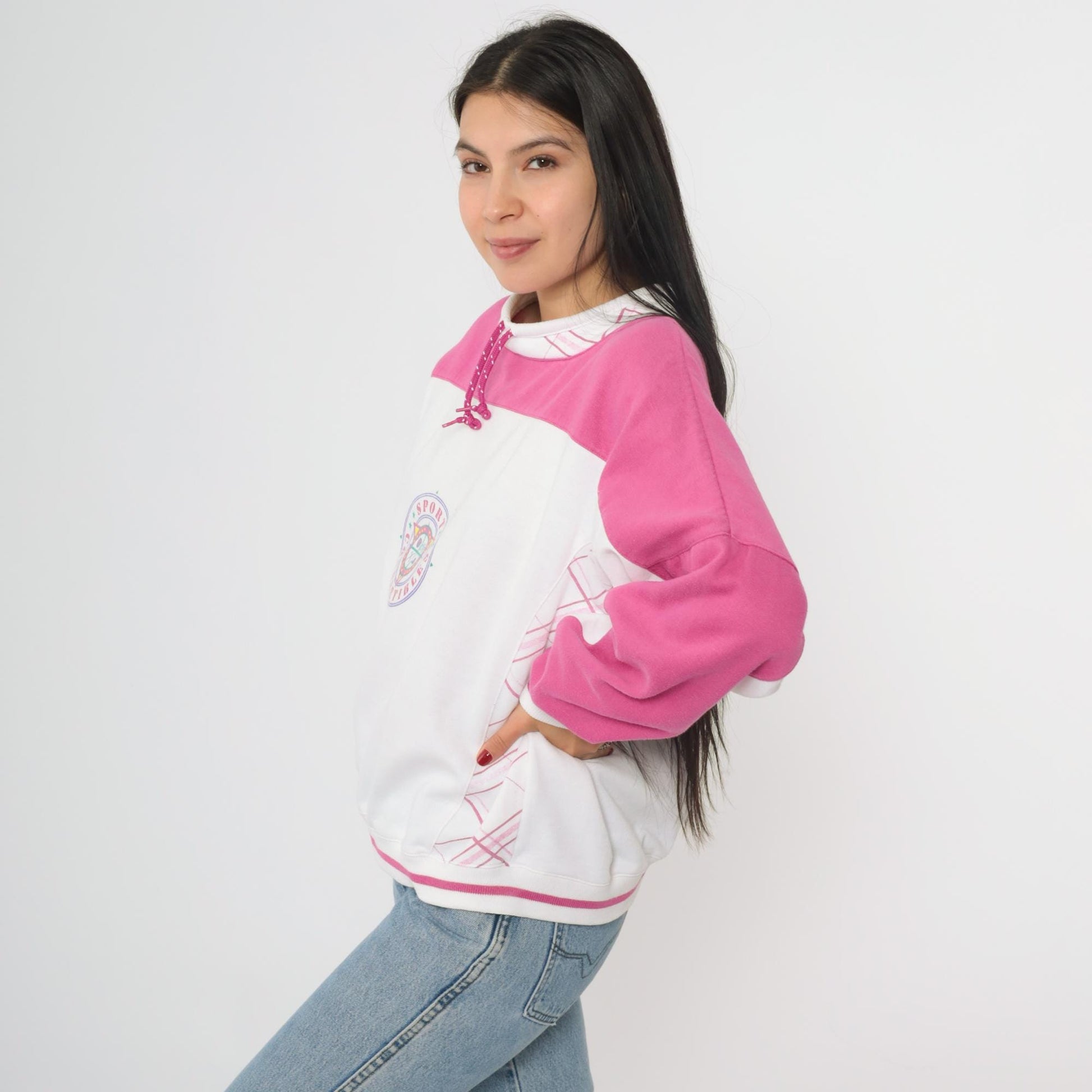 90s Wilson Sports Convertibles Colorblock Sweatshirt Pink White Raglan Large L
