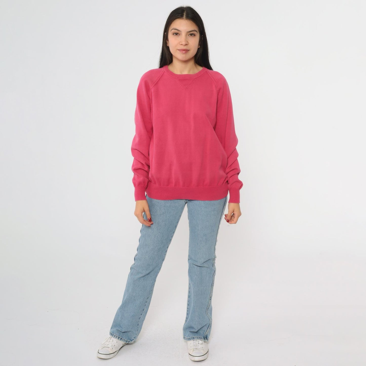 90s Pink Cotton Crewneck Sweatshirt Small S