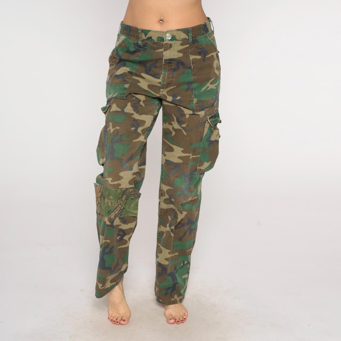 90s Woodland Camo Cargo Pants Military BDU Cotton USA Made Medium