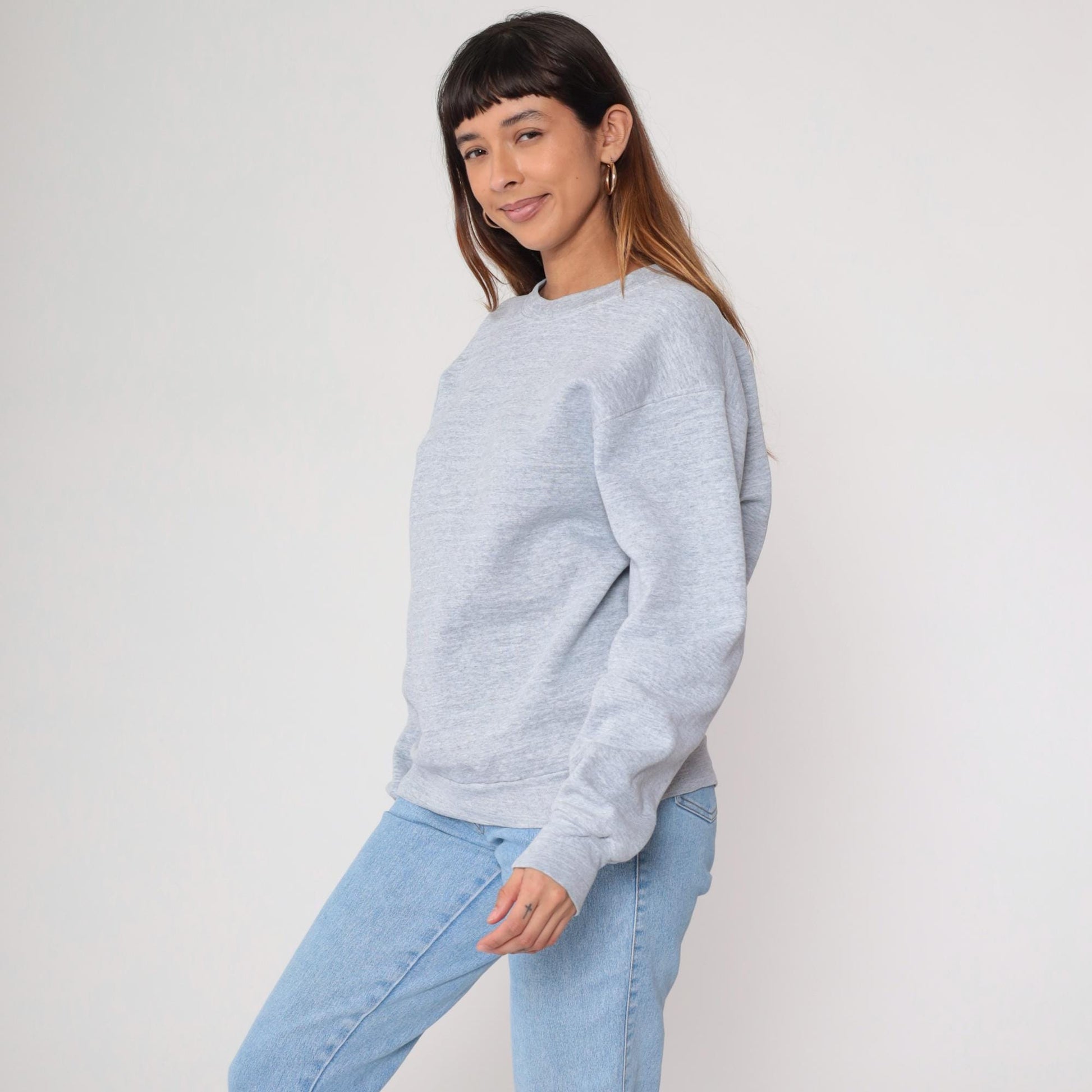 80s BVD Heather Grey Raglan Sweatshirt Crewneck Pullover Large L