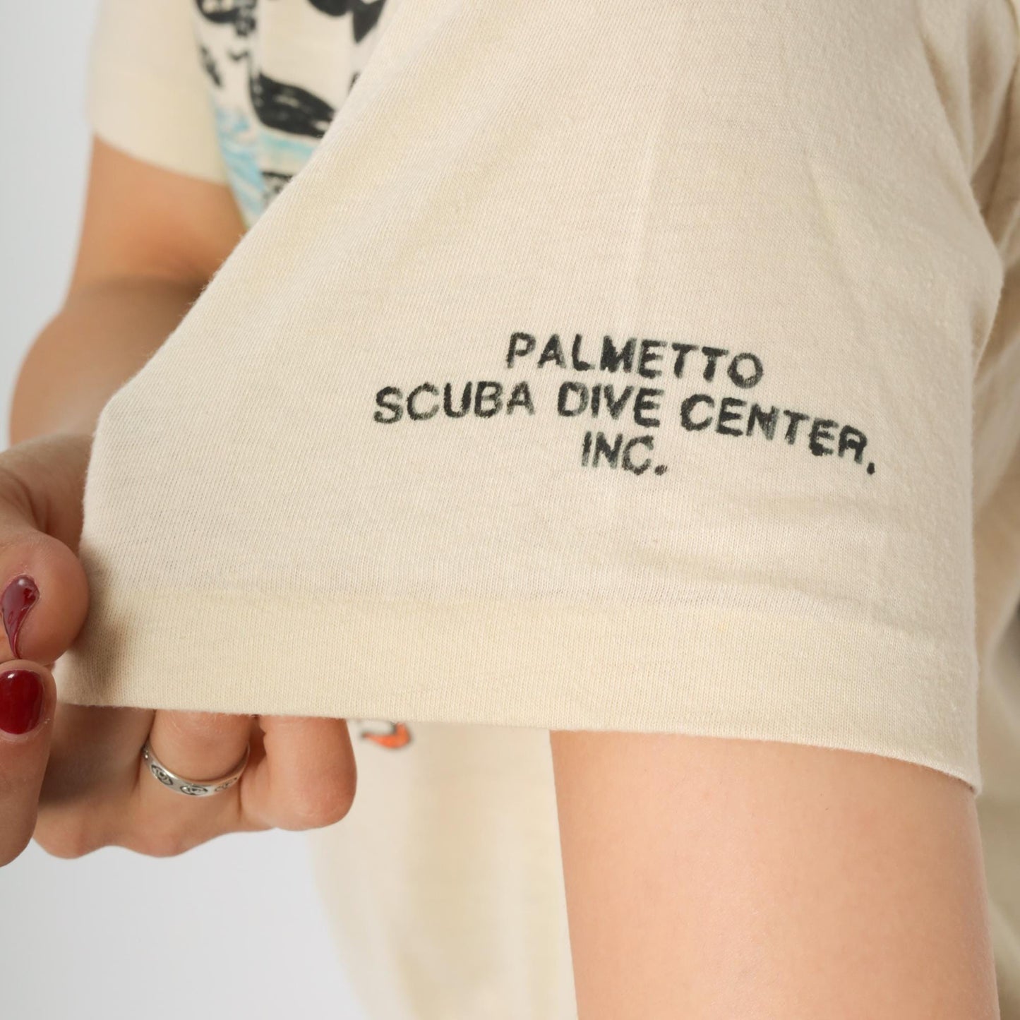 80s Hilton Head Scuba Diving T-Shirt Xpres Knits Cream Graphic Large