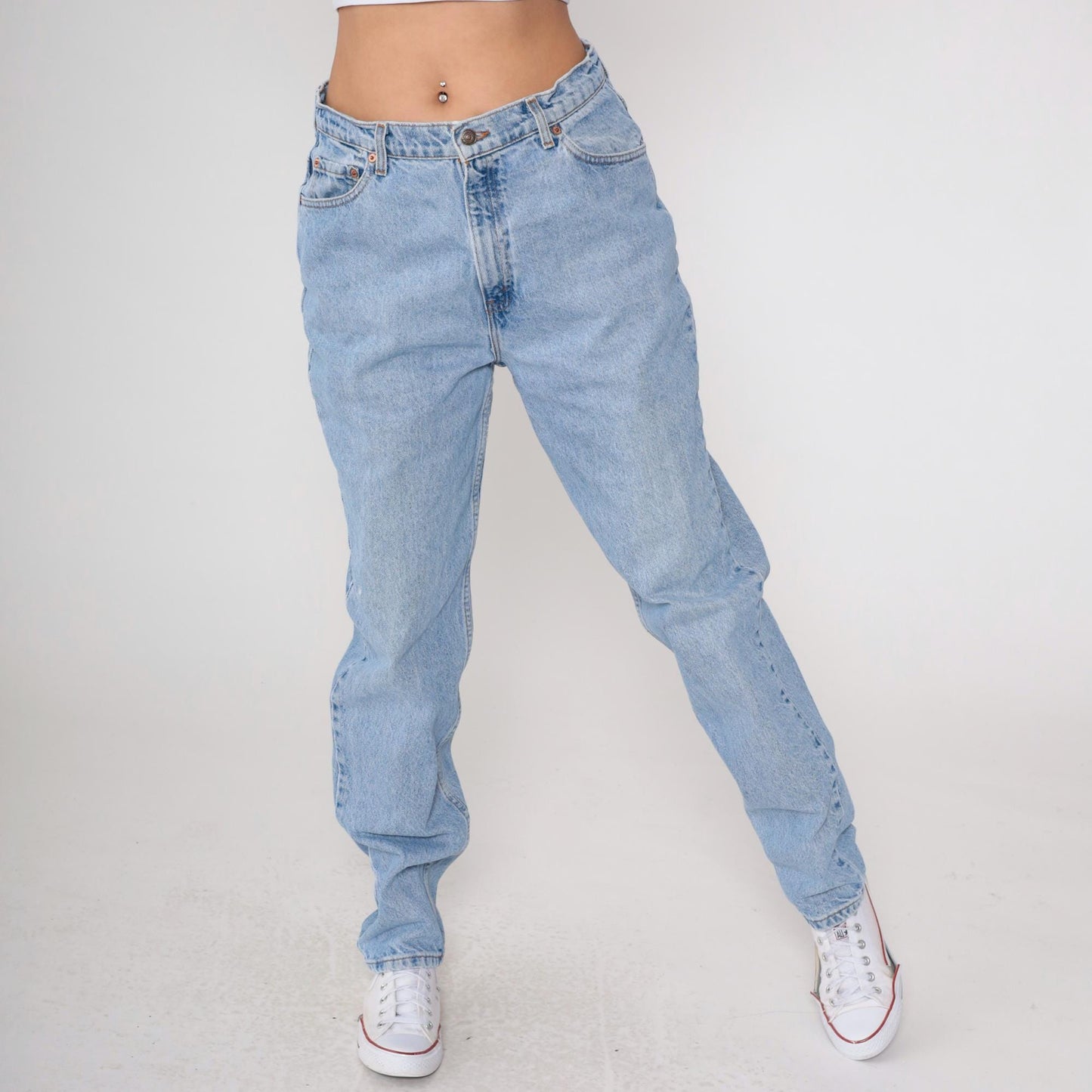 Levi's 521 High Waist Mom Jeans Blue Denim Tapered 90s 16 Long