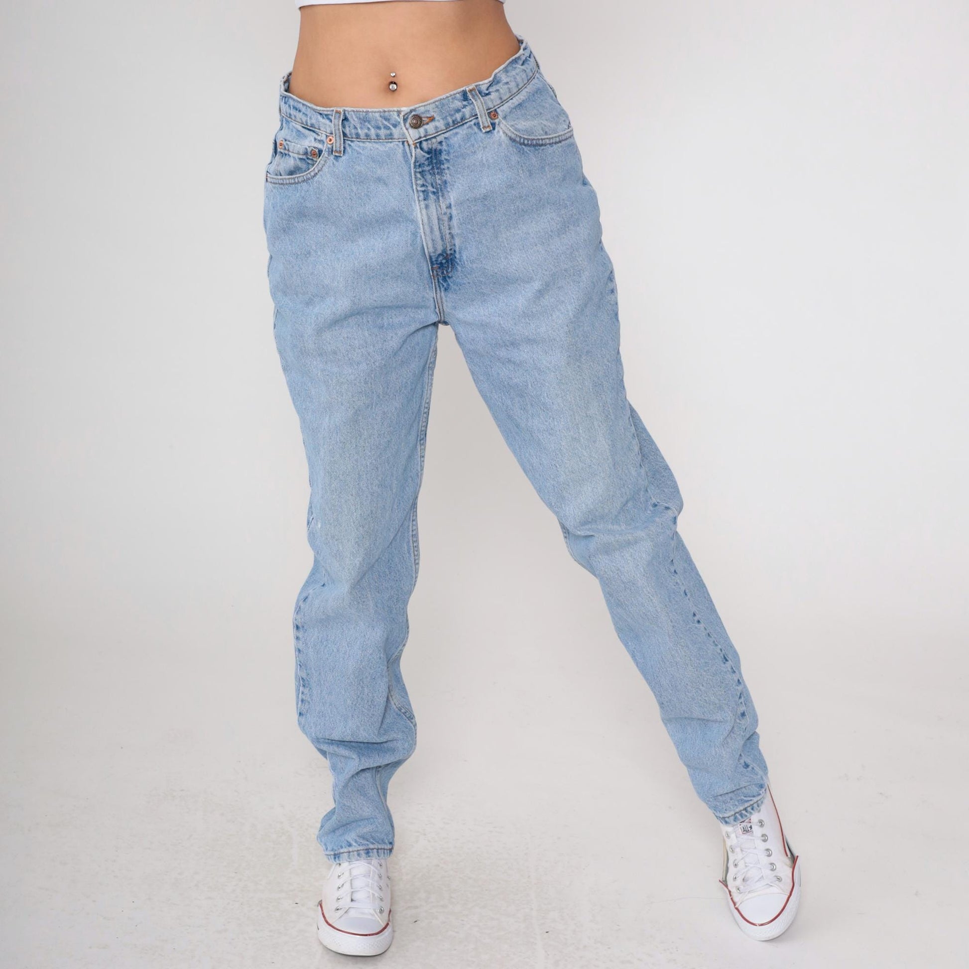 Levi's 521 High Waist Mom Jeans Blue Denim Tapered 90s 16 Long