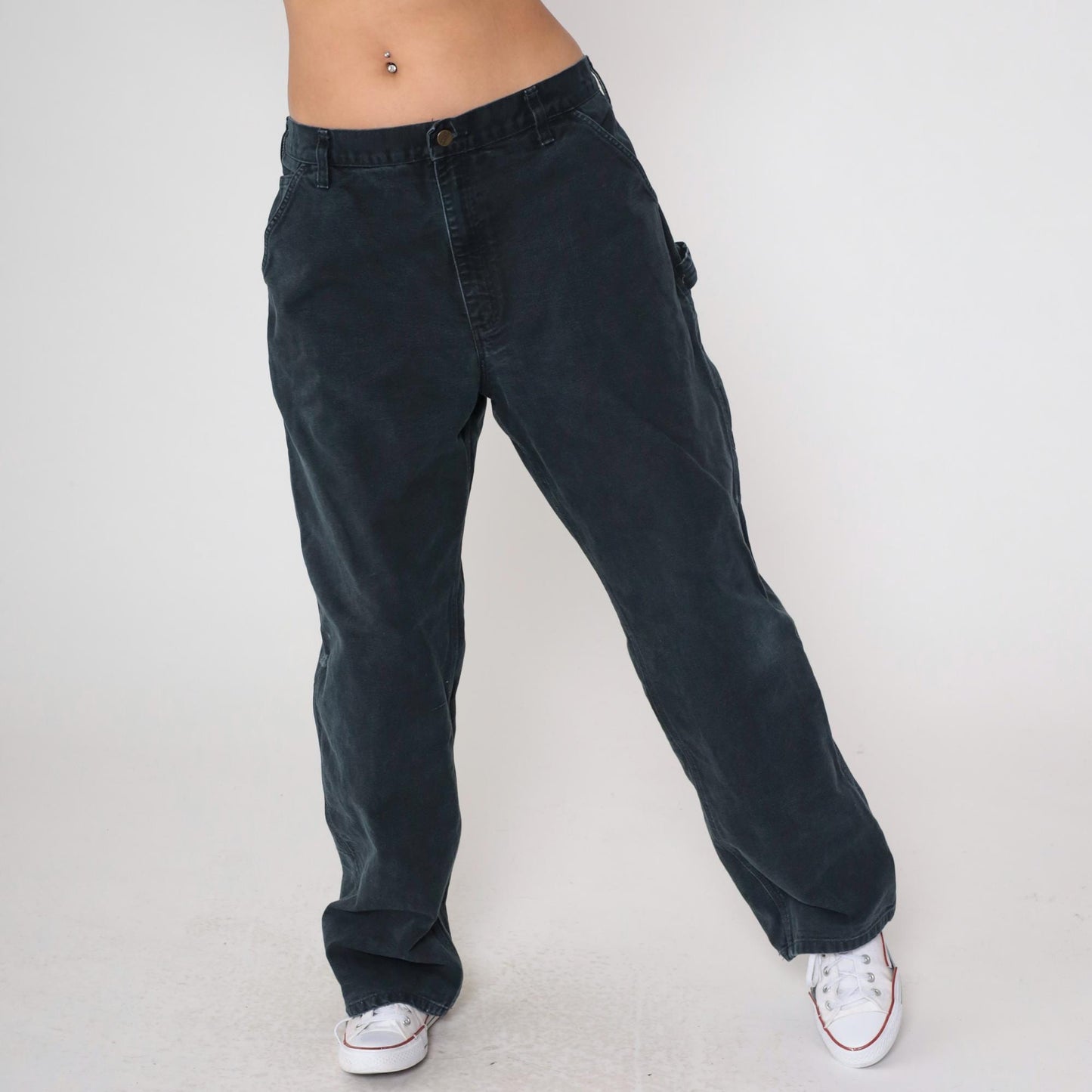 90s Carhartt Black Double Knee Work Pants 38x32 Denim Workwear Large