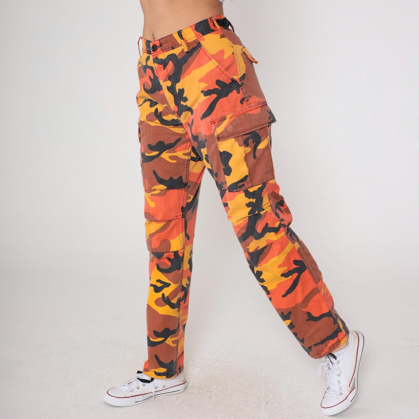 Y2K Orange Camo Cargo Pants Rothco Military Small
