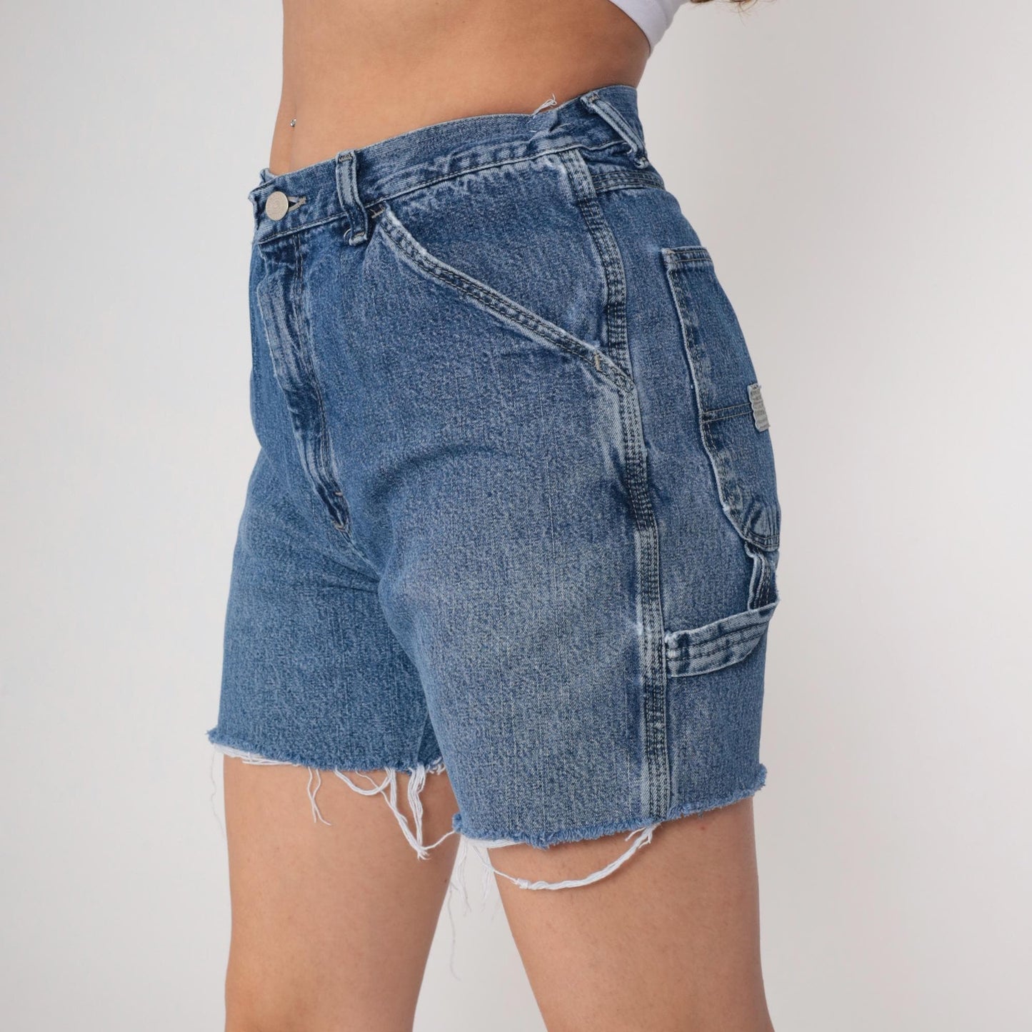 90s Wrangler Denim Cargo Shorts High Waist Blue Jean Medium 30