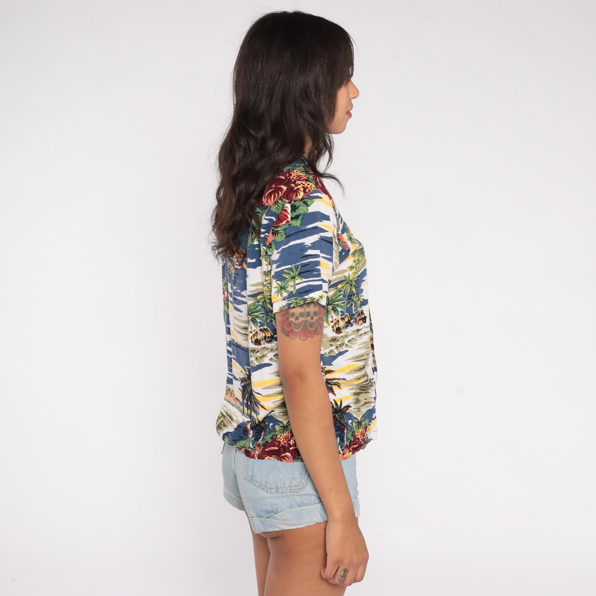 Y2K Hilo Hattie Hawaiian Shirt Island Print Button Front Medium