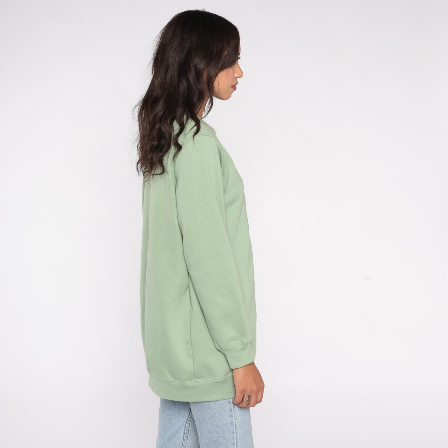 90s Only Necessities Sage Green Snap Button Sweatshirt Jacket Medium M