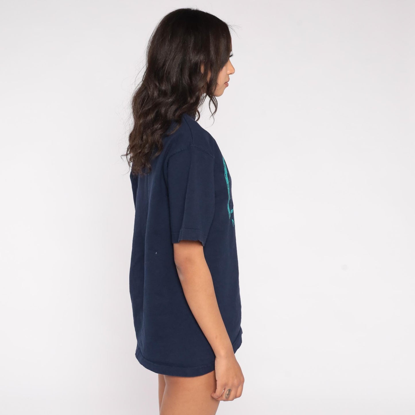 90s Singal Sports Nantucket Nautical Map Embroidered Tee Navy Large L