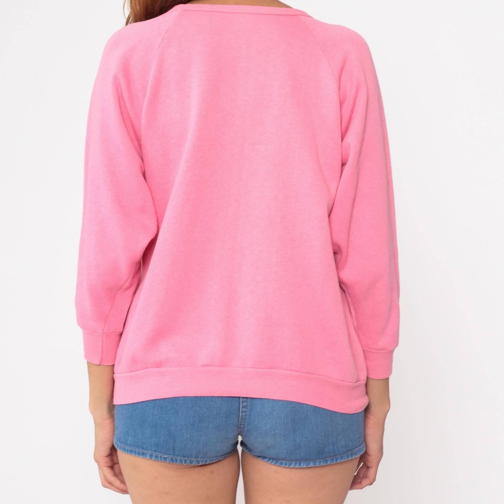 80s Sasson Pink Crewneck Sweatshirt Raglan Sleeve Medium M