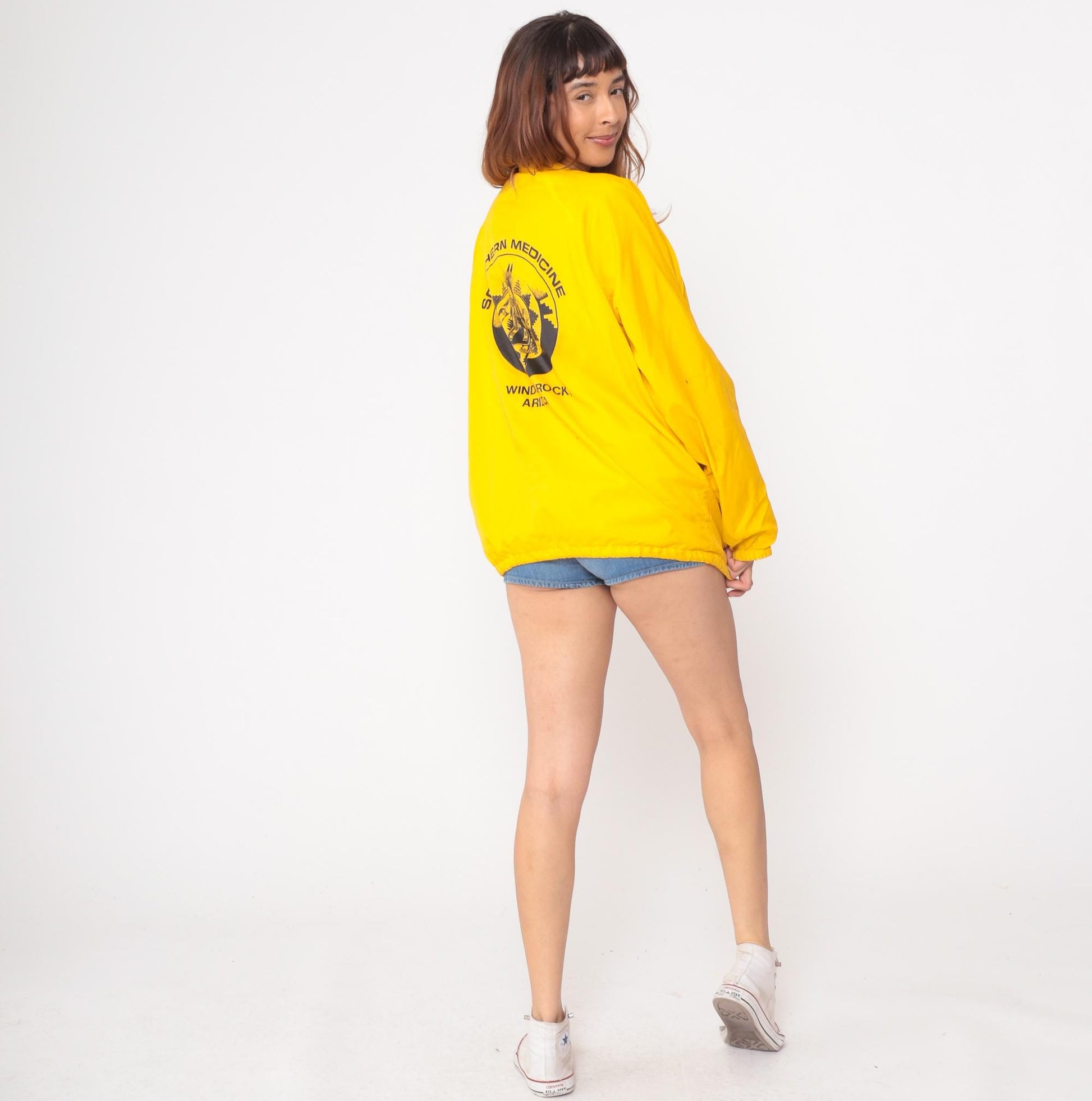 80s Southern Medicine Arizona Windbreaker Yellow Native American Graphic Large