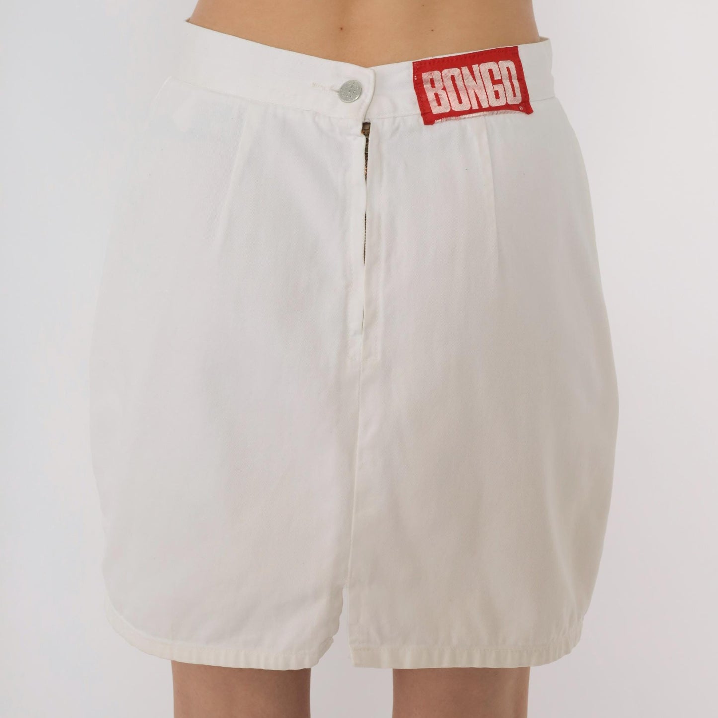 90s Bongo White Cotton Mini Skirt High Waisted Y2K Small S