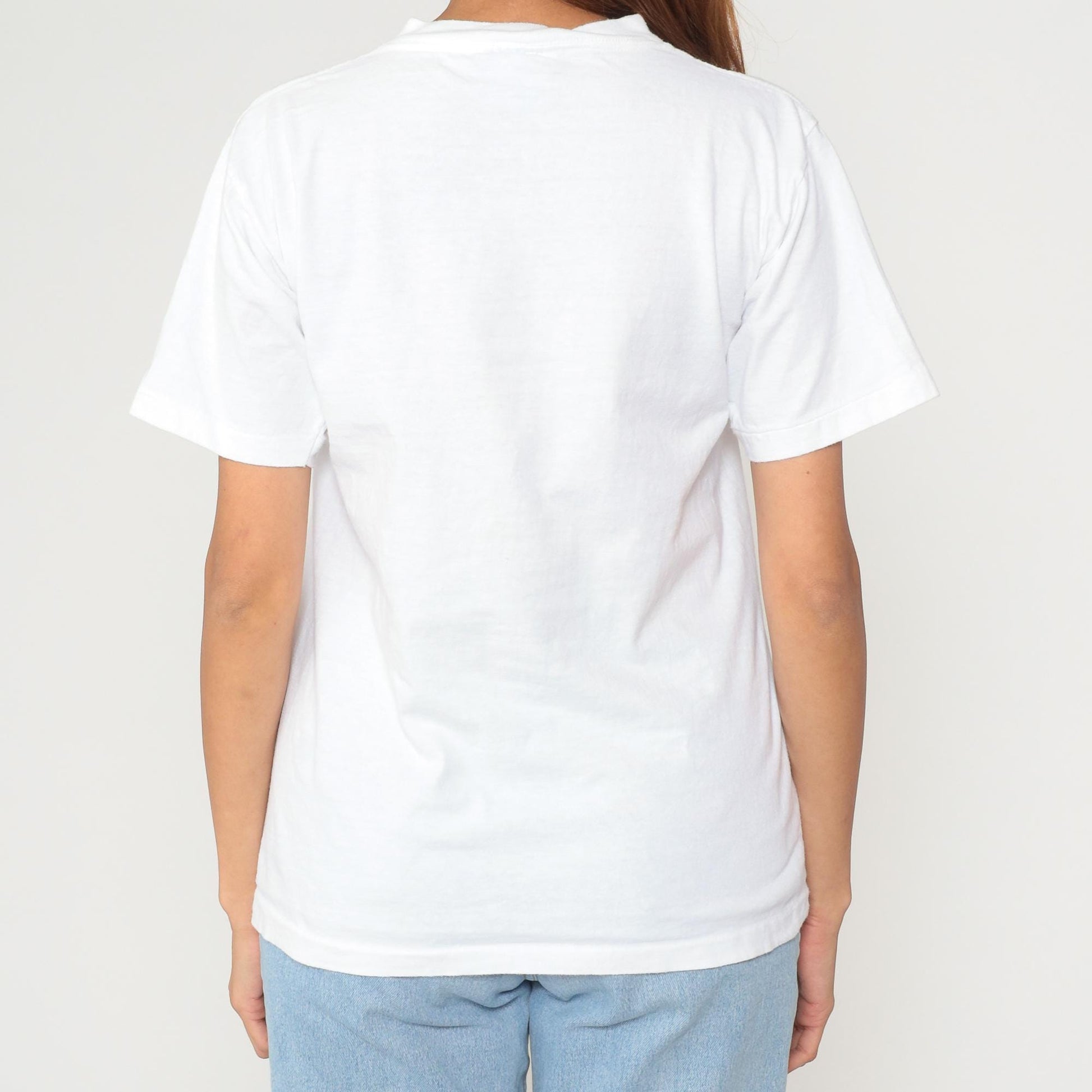 90s Oneita Peabody Kansas Western Town Graphic Tee White Cotton Medium