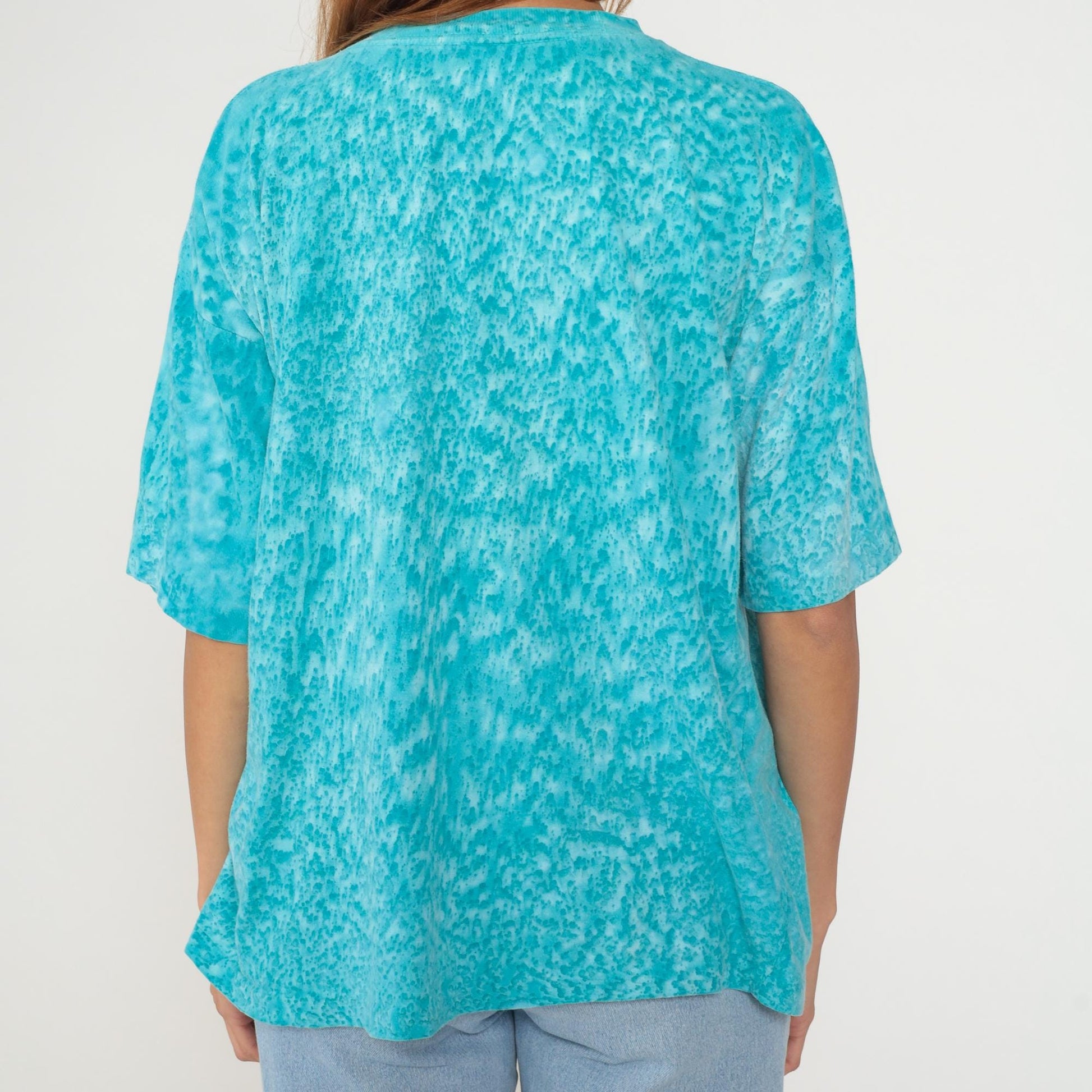 90s Tie Dye Graphic T-Shirt Cotton Single Stitch Blue Psychedelic Tee Large L