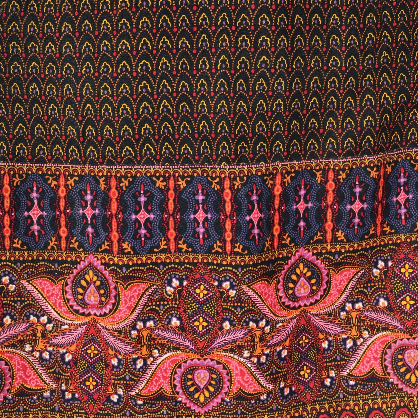 70s BJ's Fashions Honolulu Psychedelic Maxi Dress Cotton V-Neck Small