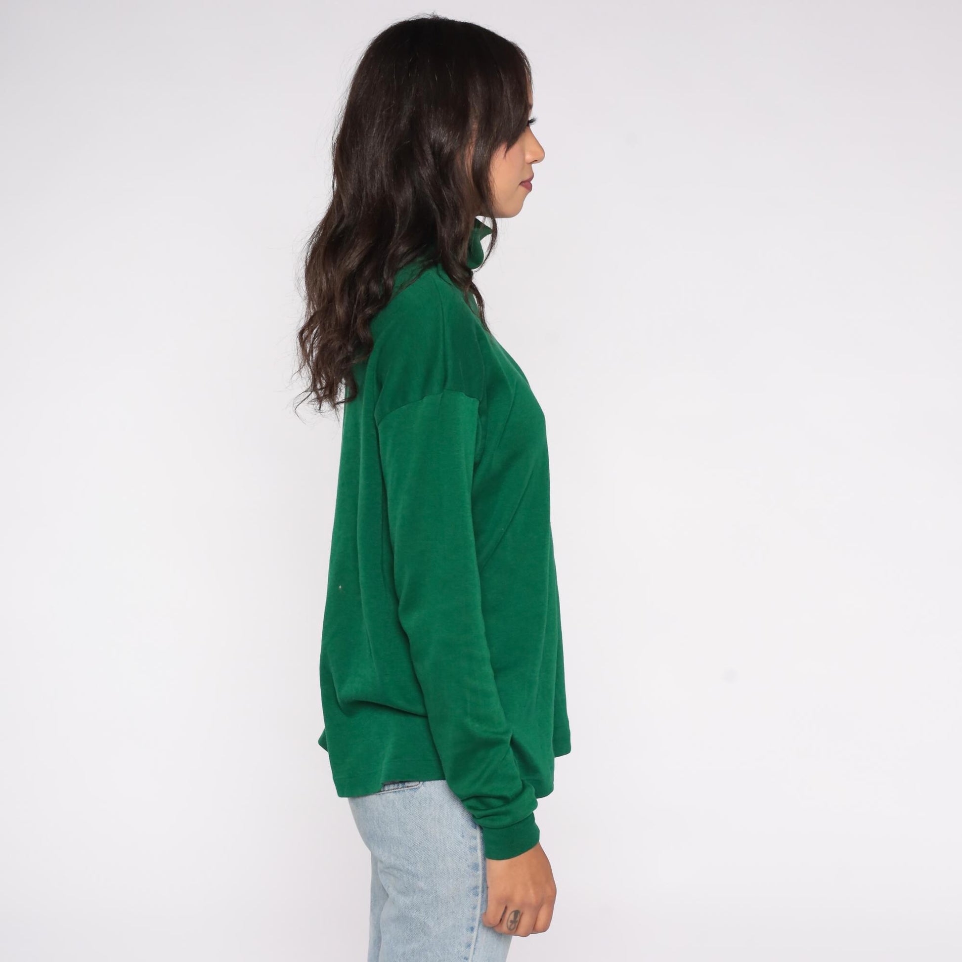 80s Roffe Skiwear Forest Green Turtleneck Long Sleeve Pullover Men's Large