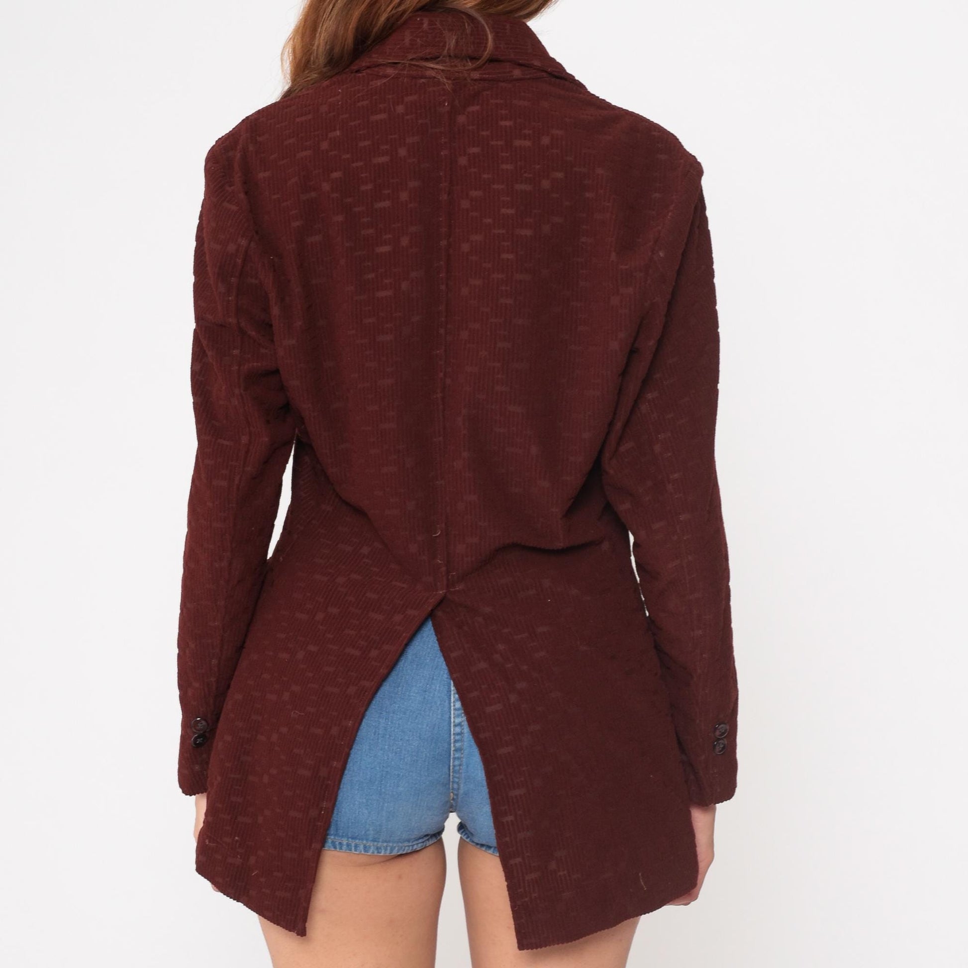 80s Meidiy Corduroy Blazer Chocolate Brown Notched Collar Medium M