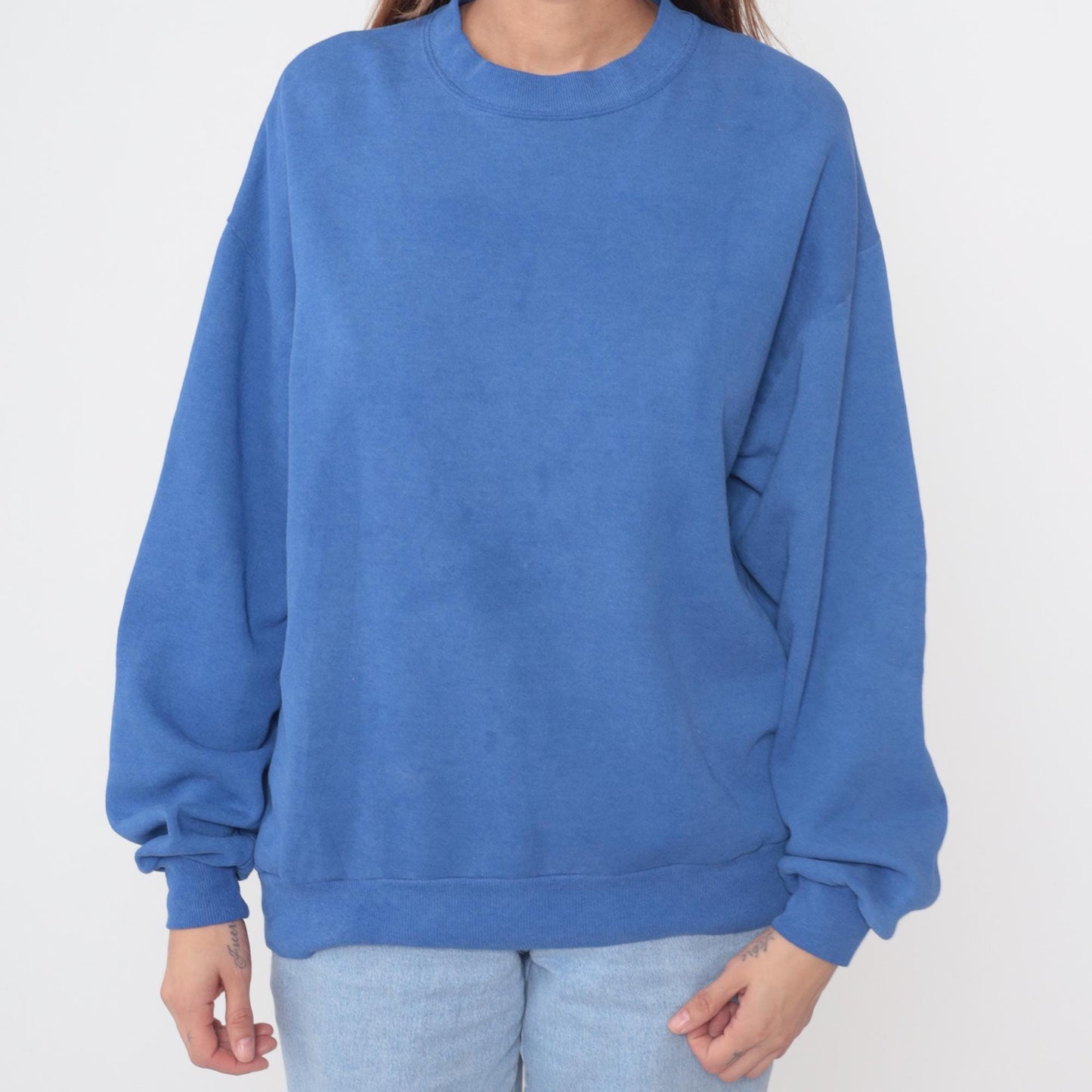 90s Jerzees Blue Crewneck Sweatshirt Cotton Pullover Large L