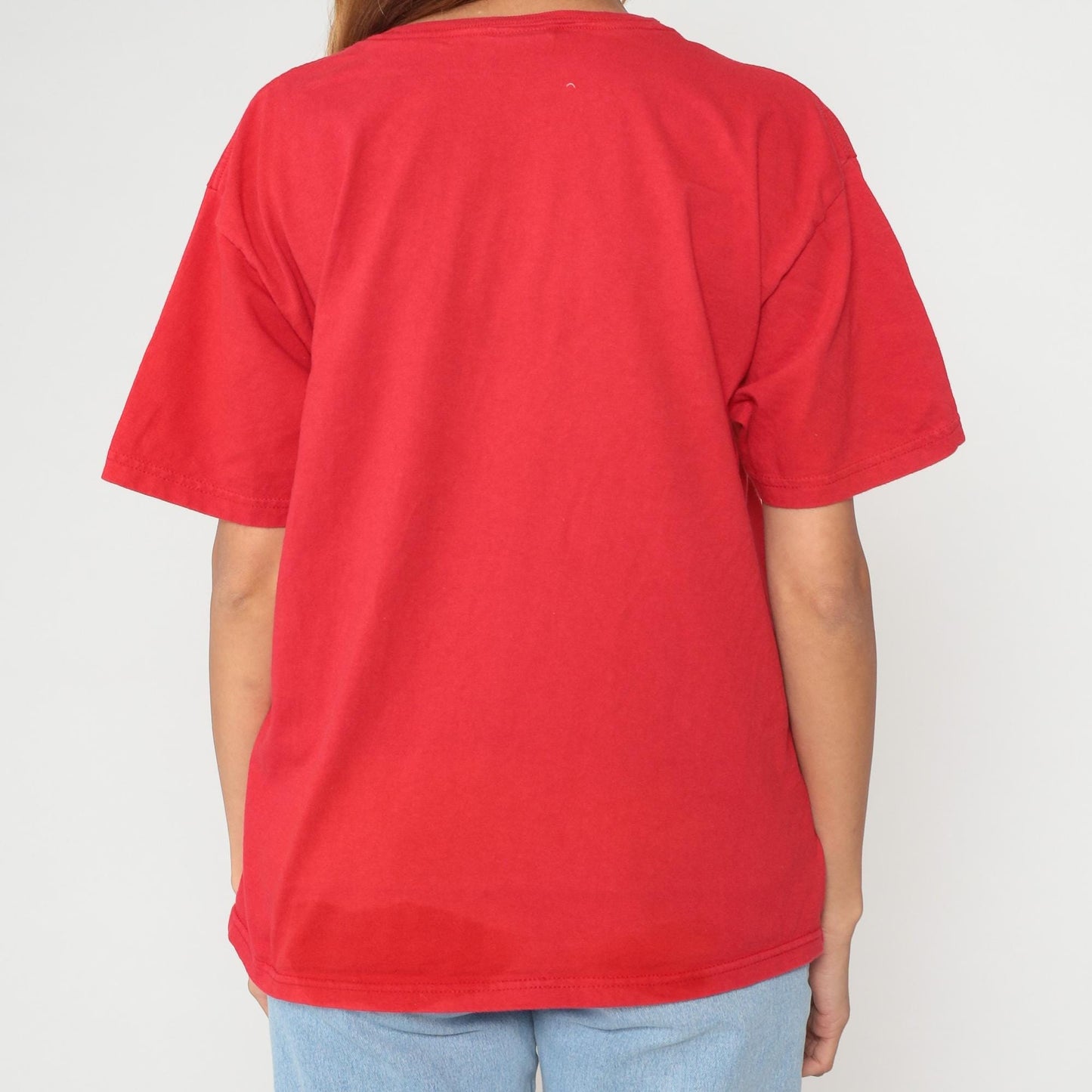 90s Cowboy Boot Embroidered Cotton T-Shirt Red Graphic Tee Medium M