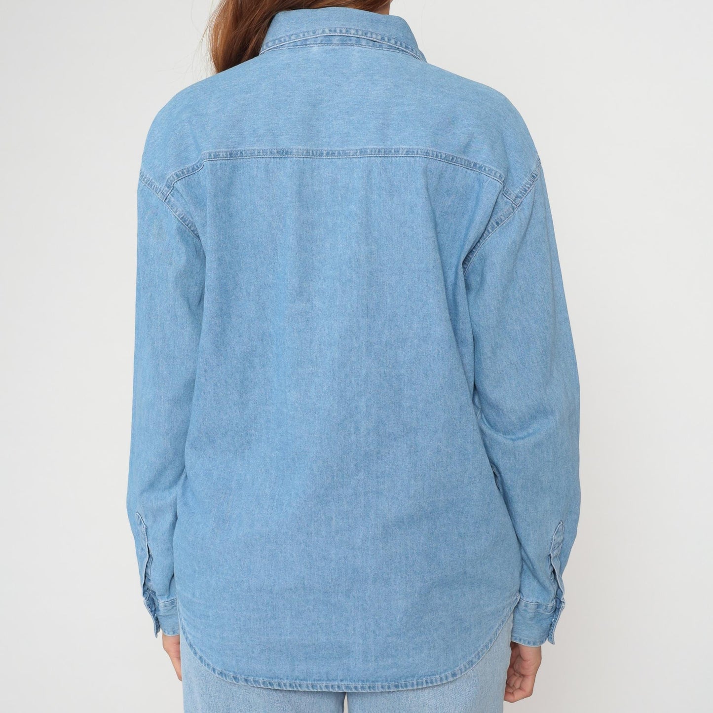 90s Disney Cheshire Cat Denim Shirt Embroidered Button Up Small