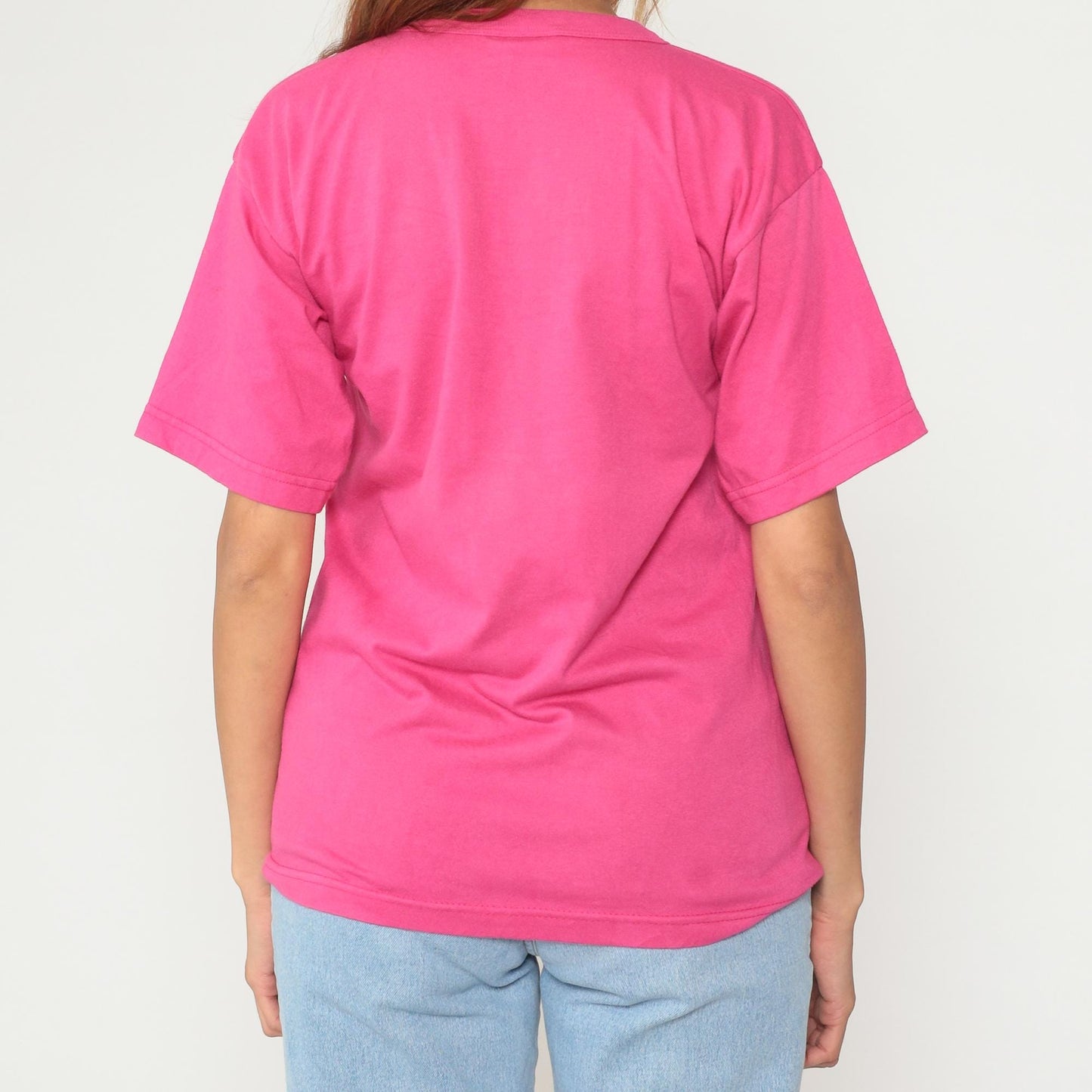 90s Pink Pocket T-Shirt Cotton Single Stitch Vintage Tee Small S