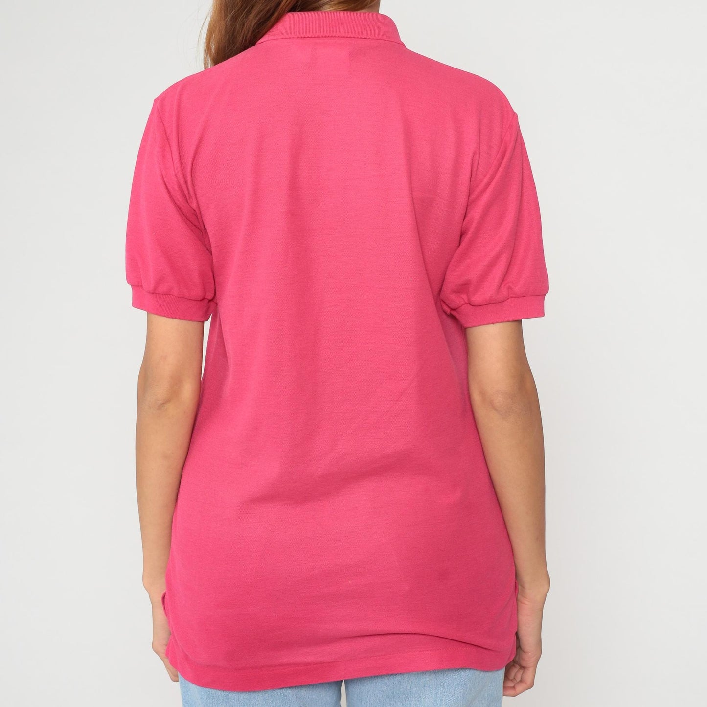 80s Brittania Polo Shirt Hot Pink Collared Short Sleeve Medium M