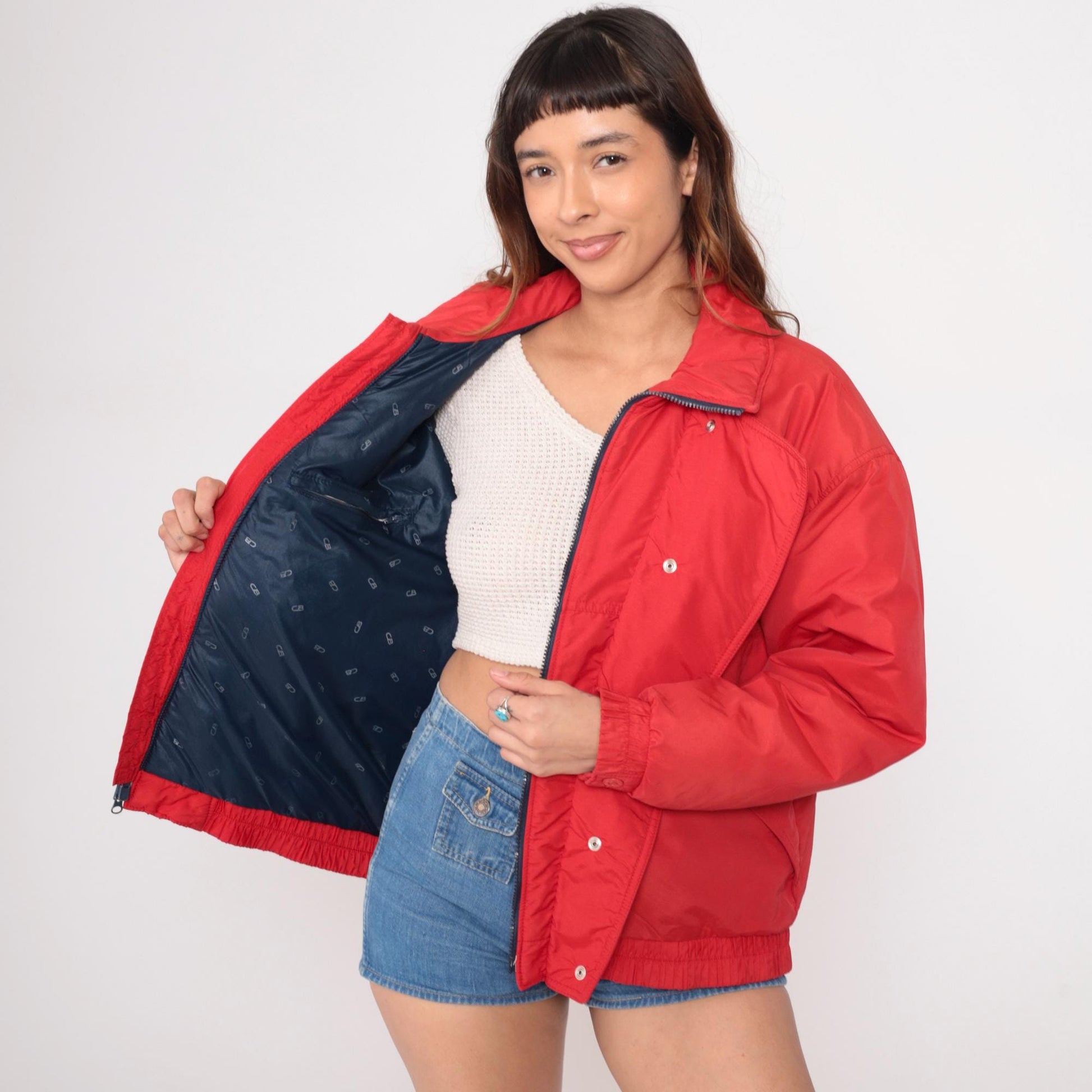 80s CB Sports Red Ski Jacket Quilted Bomber Windbreaker Medium M