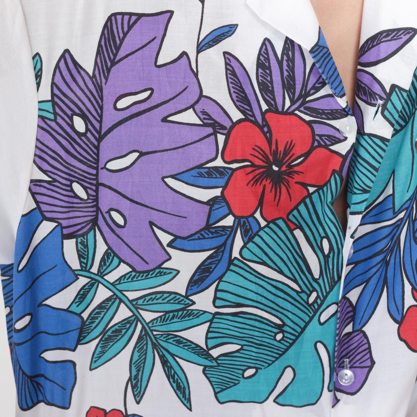 90s Hilo Hattie's Tropical Floral Shirt White Hawaiian Button Up Extra Large XL