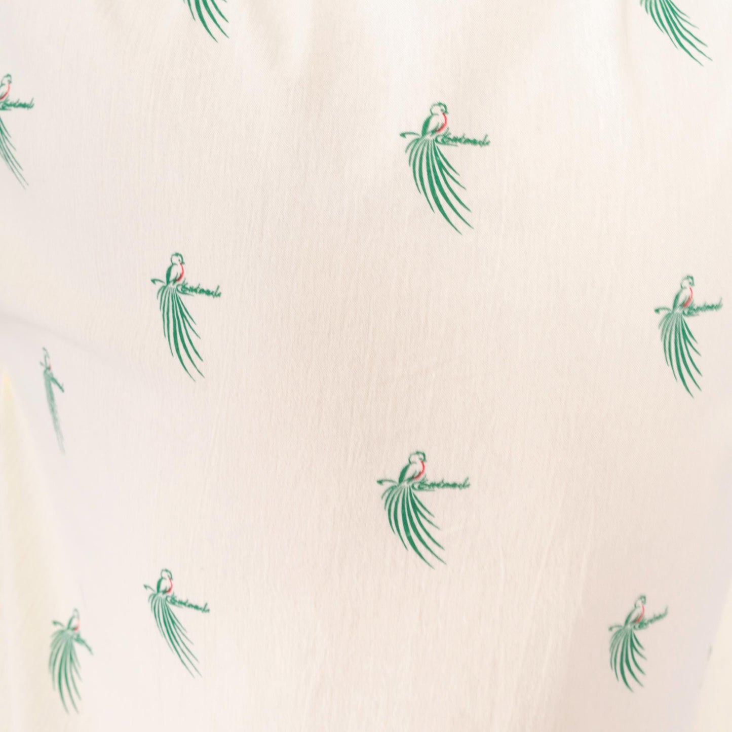 Y2K Guatemala Quetzal Bird Print Lace-Up Tunic Cream Cotton Short Sleeve Large L