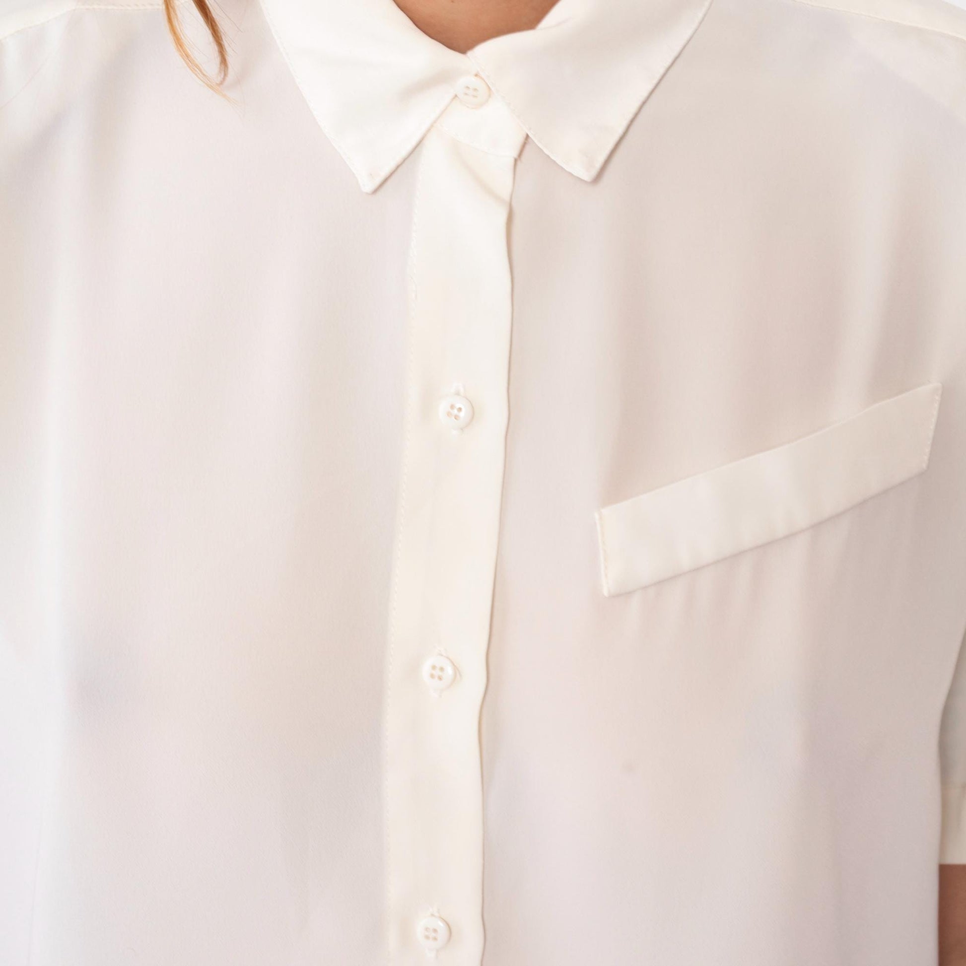 90s Heritage Road White Shirt Short Sleeve Pointed Collar Chest Pocket Medium