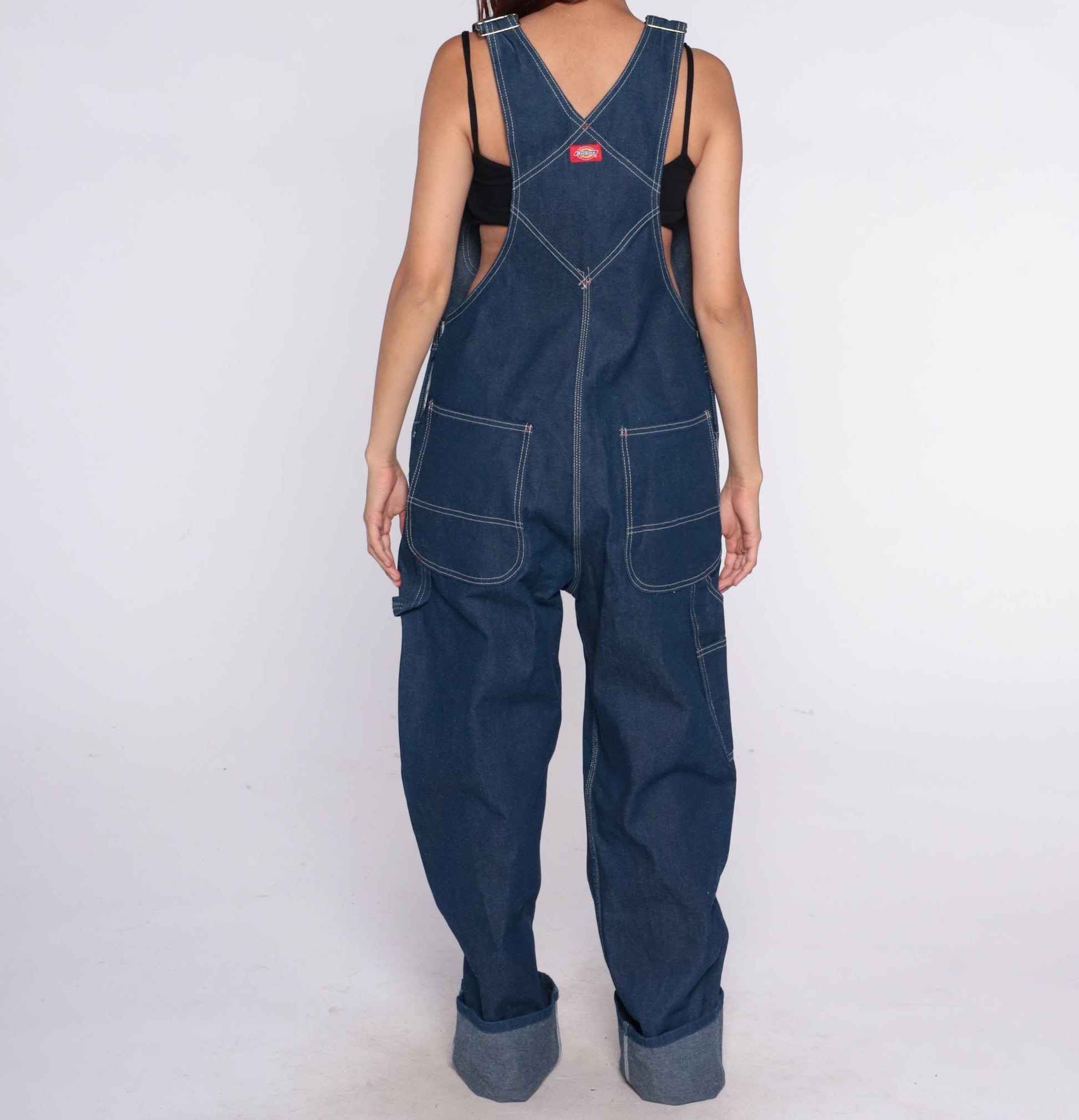 Dickies Navy Denim Overalls 90s Workwear Dungarees Unisex Large L