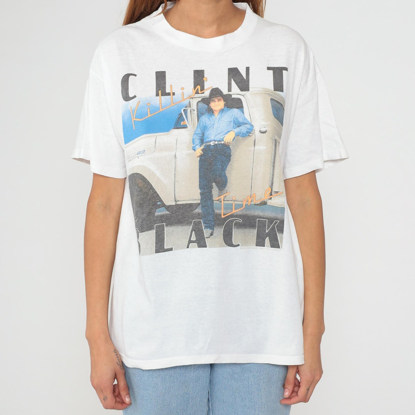 90s Clint Black Killin' Time Tour Concert Tee White Cotton Extra Large XL