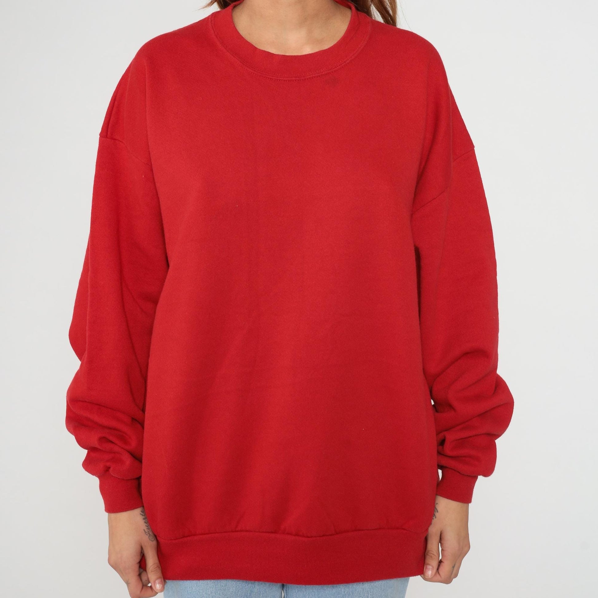 90s Jerzees Red Sweatshirt Plus Size XXL Crew Neck Cotton Pullover