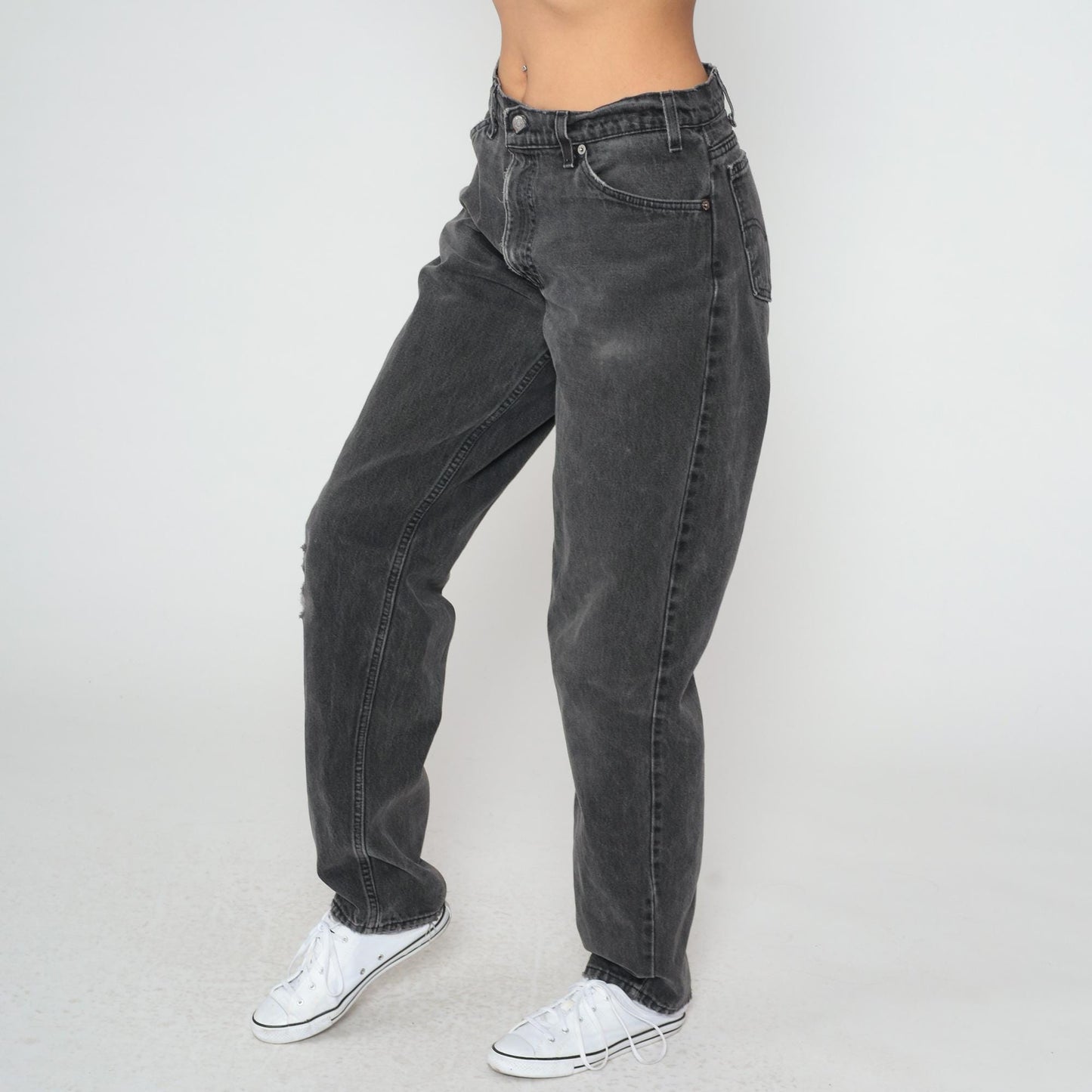 90s Levi's 560 High Waist Jeans Black Denim Faded Charcoal Large L