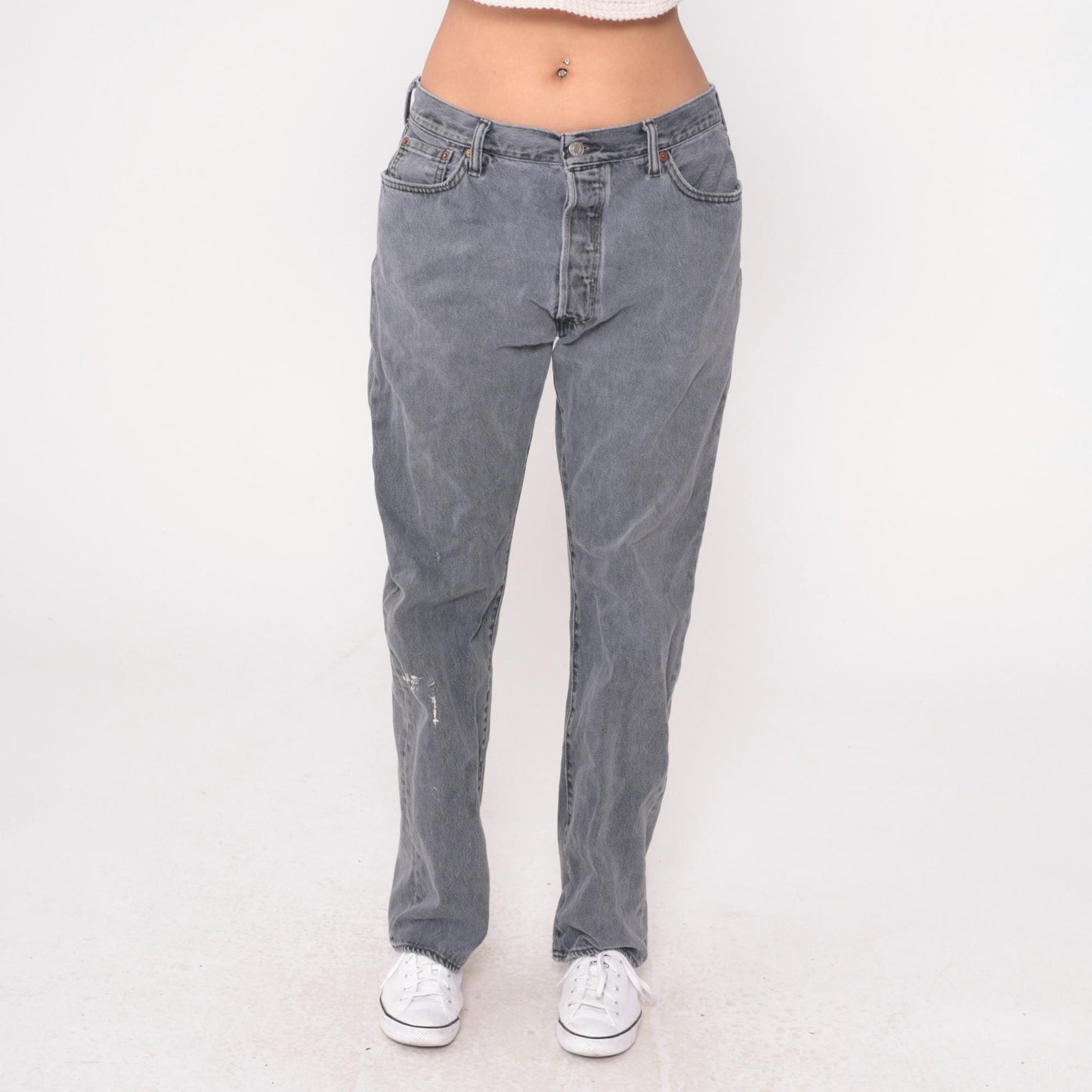 Levi's 501 Y2K Grey Straight Leg Denim High Waist Button Fly Large L