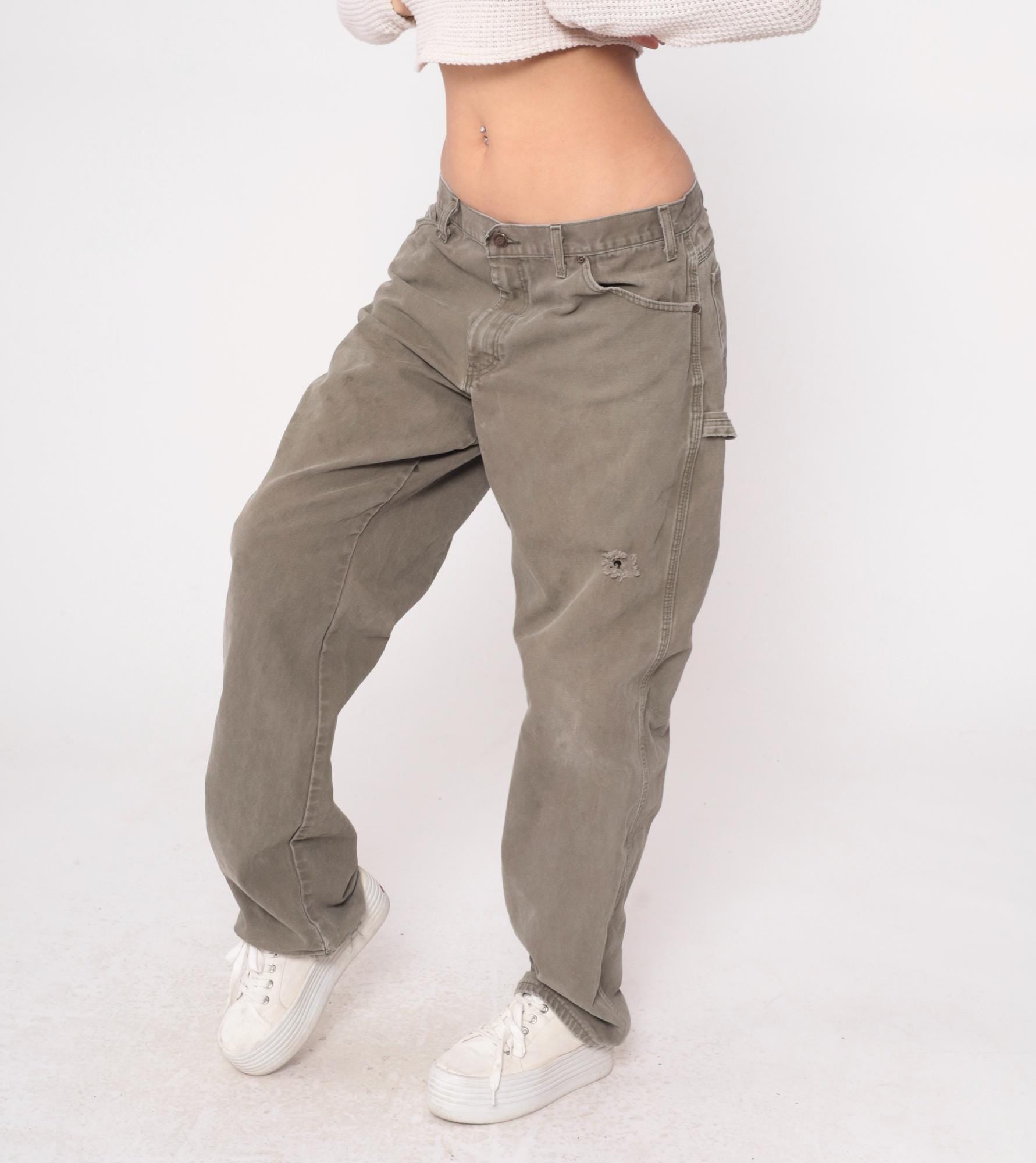 Y2K Dickies Carpenter Pants Sage Green Cotton Straight Leg Large L