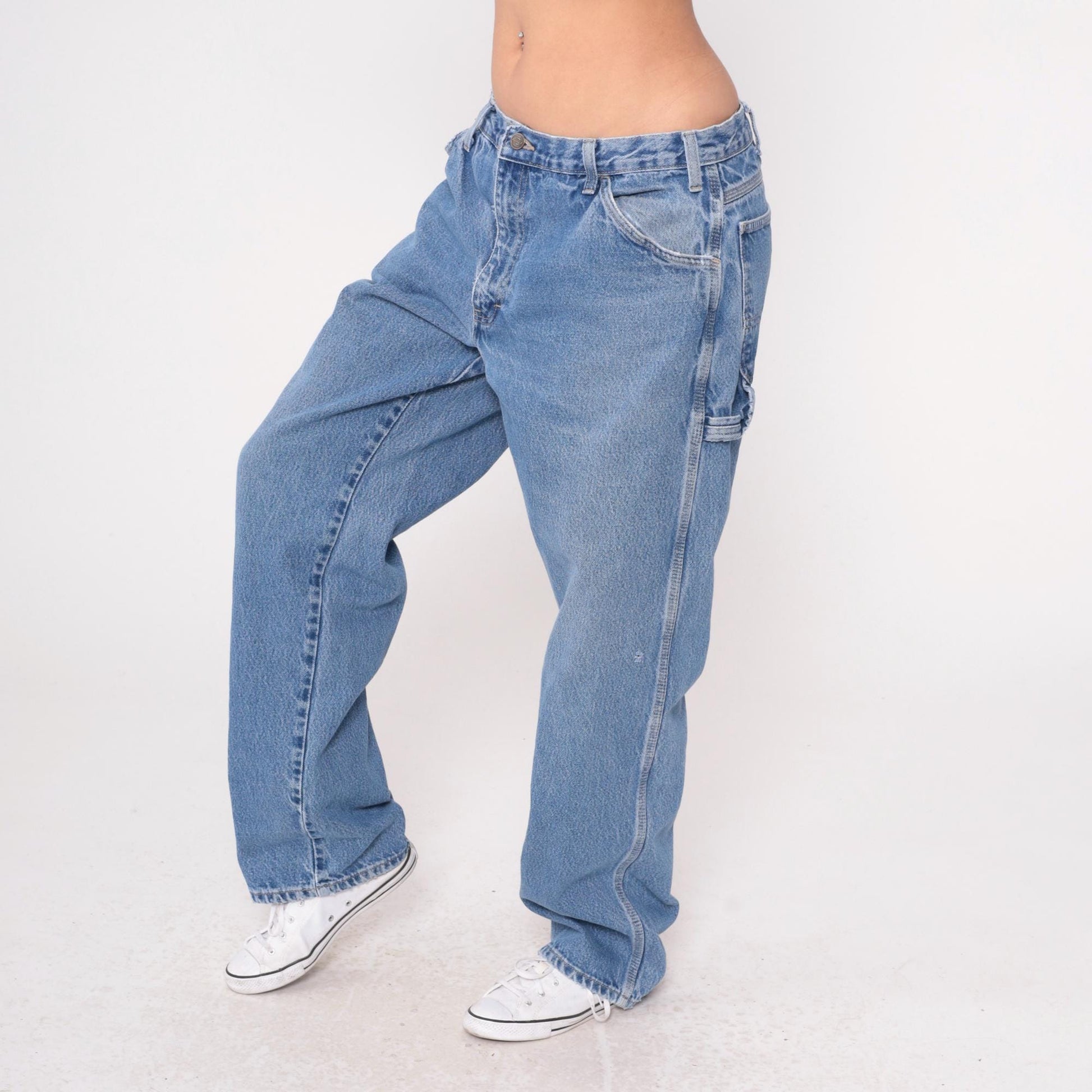 Y2K Dickies Carpenter Jeans Blue Denim Straight Leg Utility 36x34