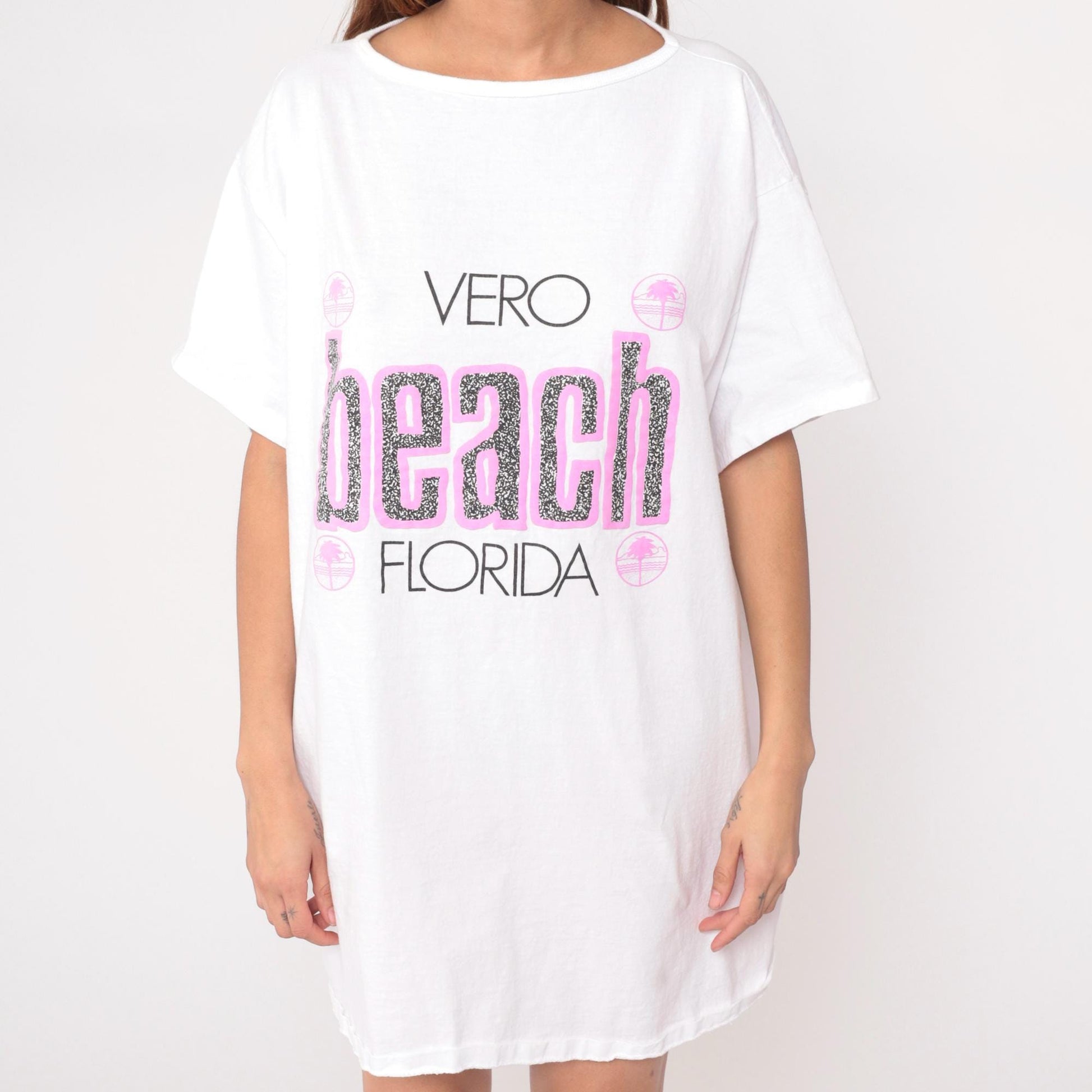 90s White House Vero Beach Florida Graphic T-Shirt Dress Cotton Large