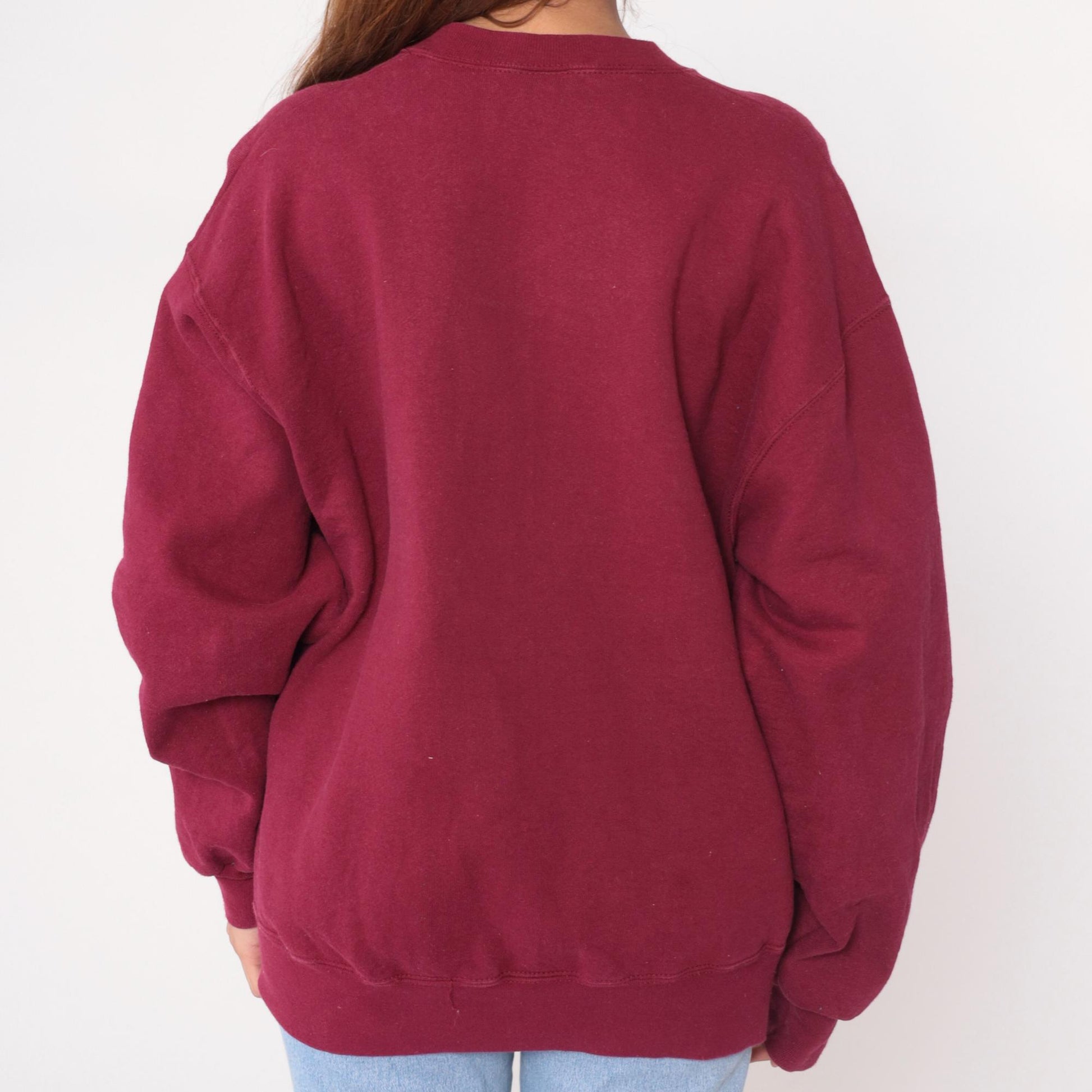90s Fruit of the Loom Dog Life Lessons Sweatshirt Burgundy Large