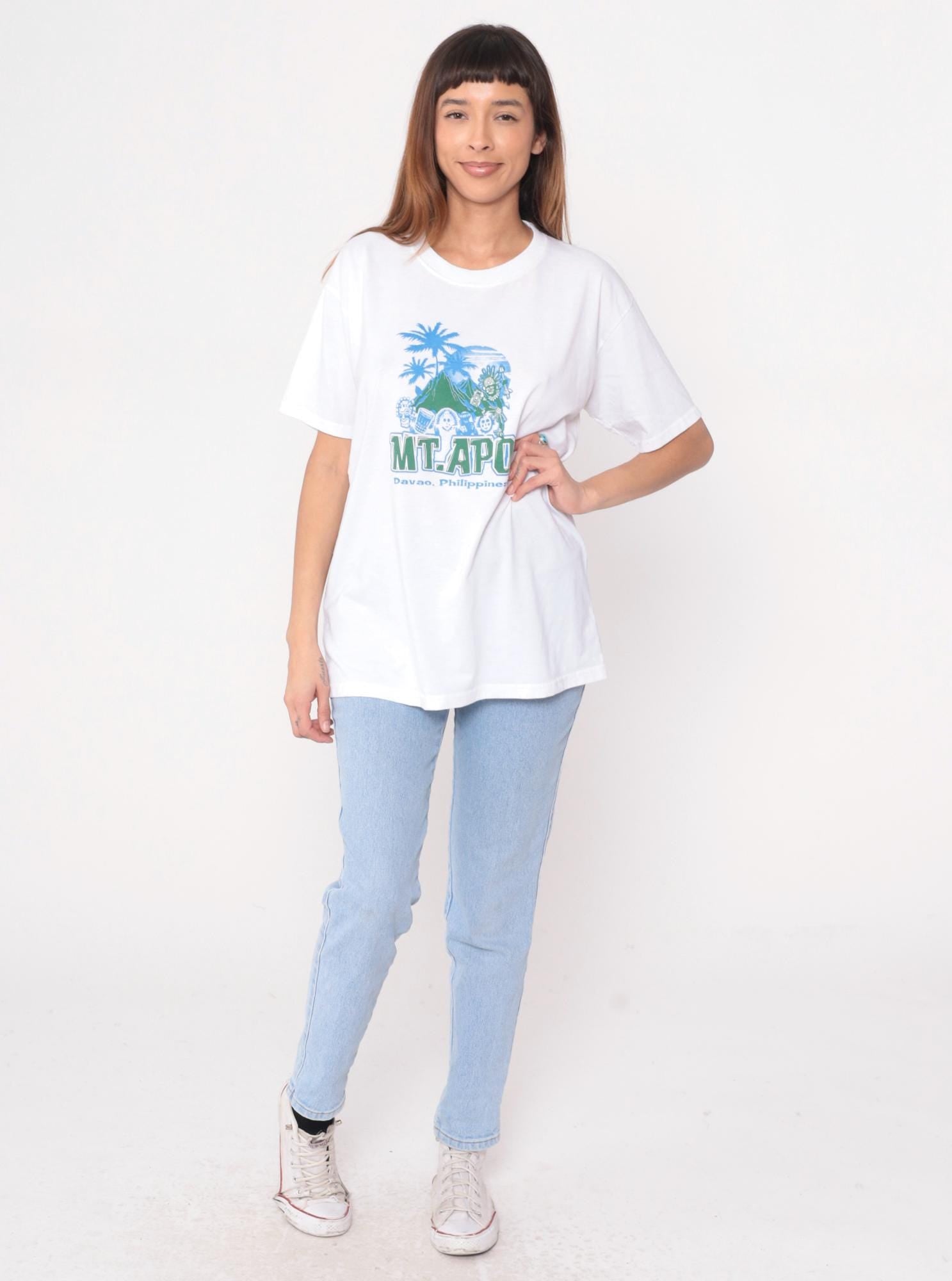 90s Mt. Apo Davao Philippines Graphic T-Shirt White Cotton Souvenir Large L