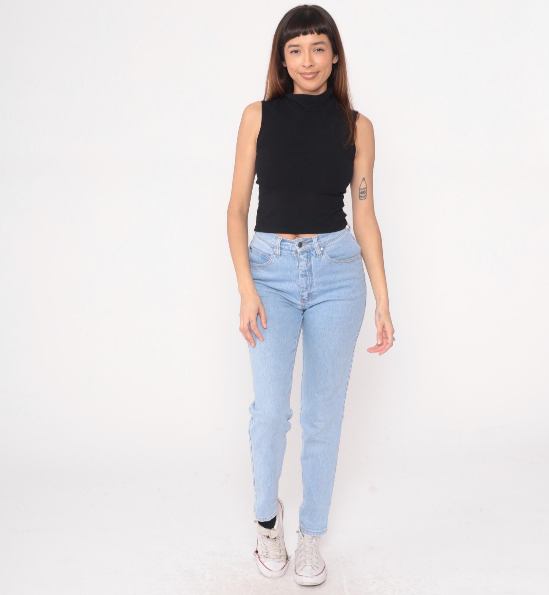 90s Black Sleeveless Mock Turtleneck Crop Top Cotton Knit Small