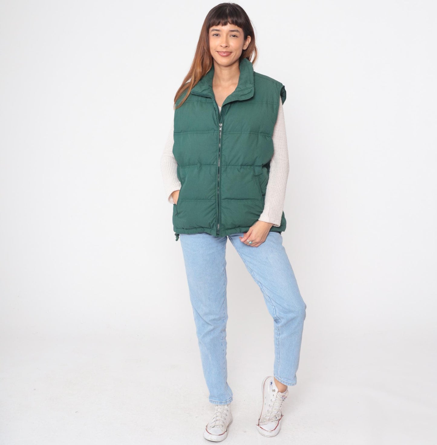 90s Northwest Territory Forest Green Down Puffer Vest Quilted Nylon Large