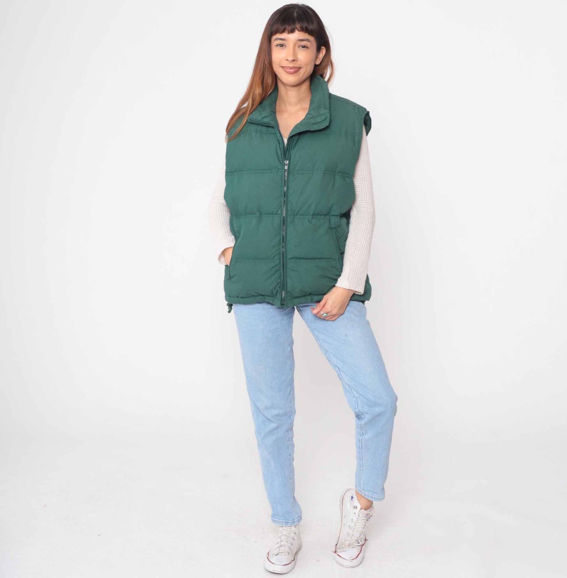 90s Northwest Territory Forest Green Down Puffer Vest Quilted Nylon Large